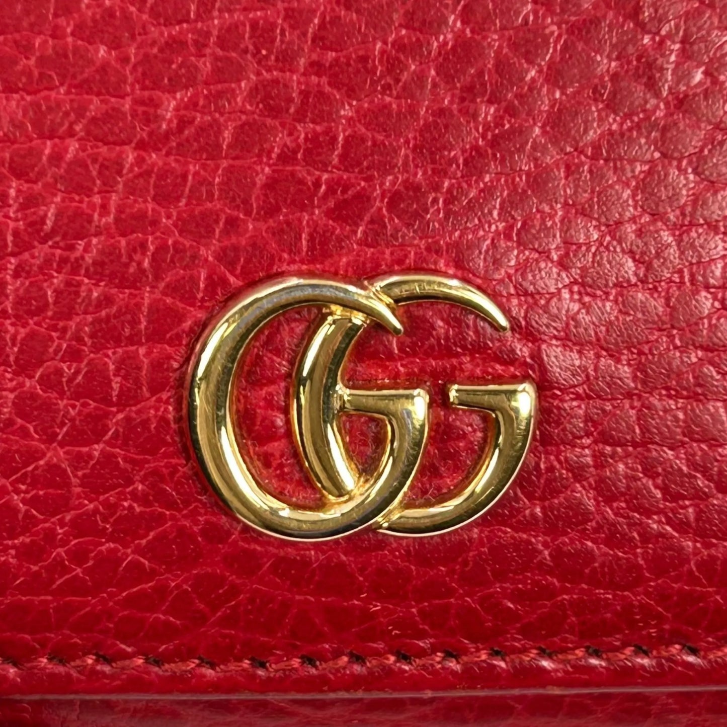GUCCI GG Marmont Leather Trifold Compact Wallet - Red