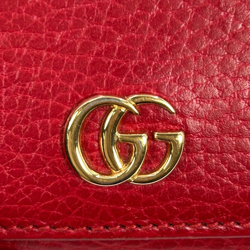 GUCCI GG Marmont Leather Trifold Compact Wallet - Red