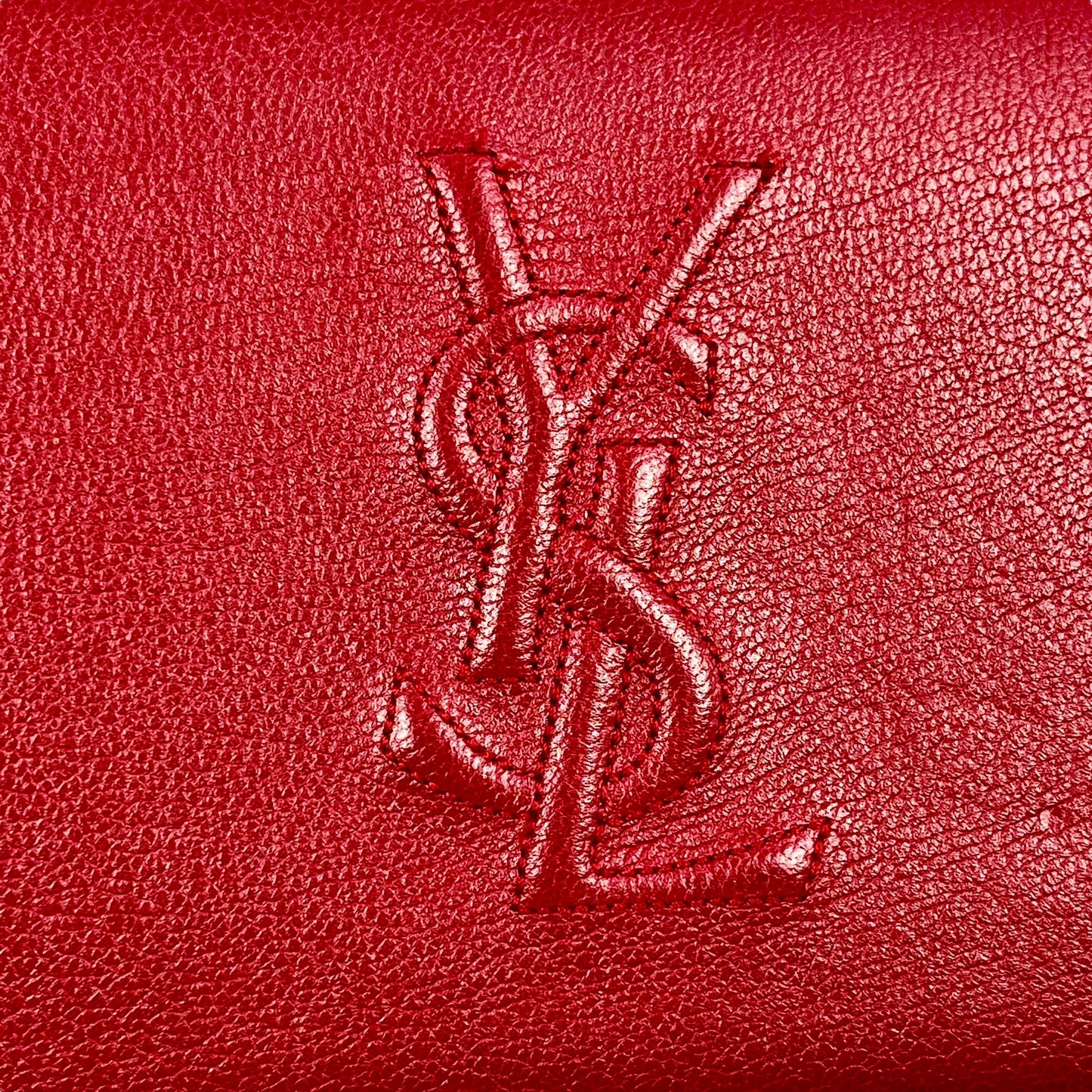 Saint Laurent YSL Logo Leather Round Zip Long Wallet - Red