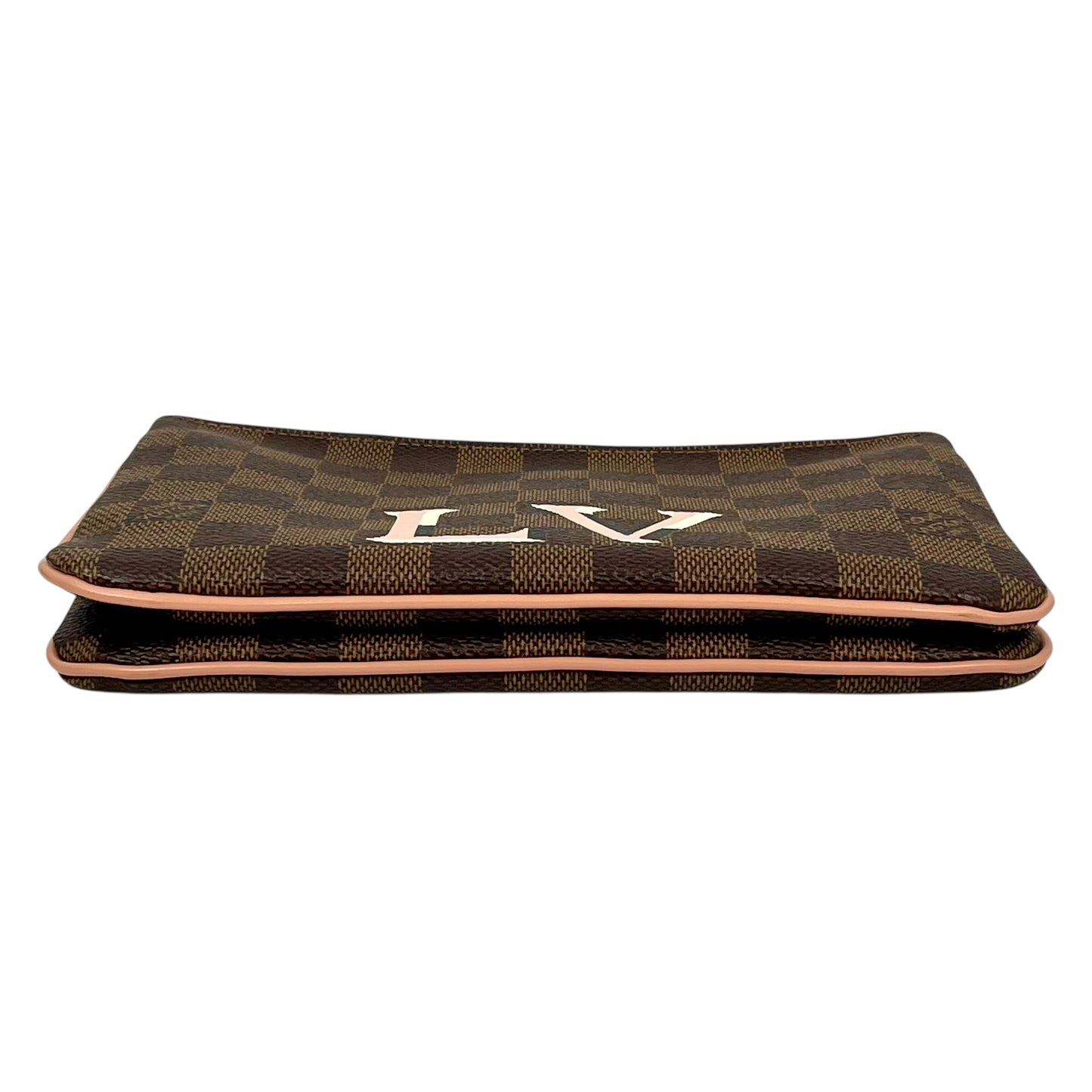 Louis Vuitton Damier Double Zip Pochette Shoulder Bag Chain Shoulder Wallet
