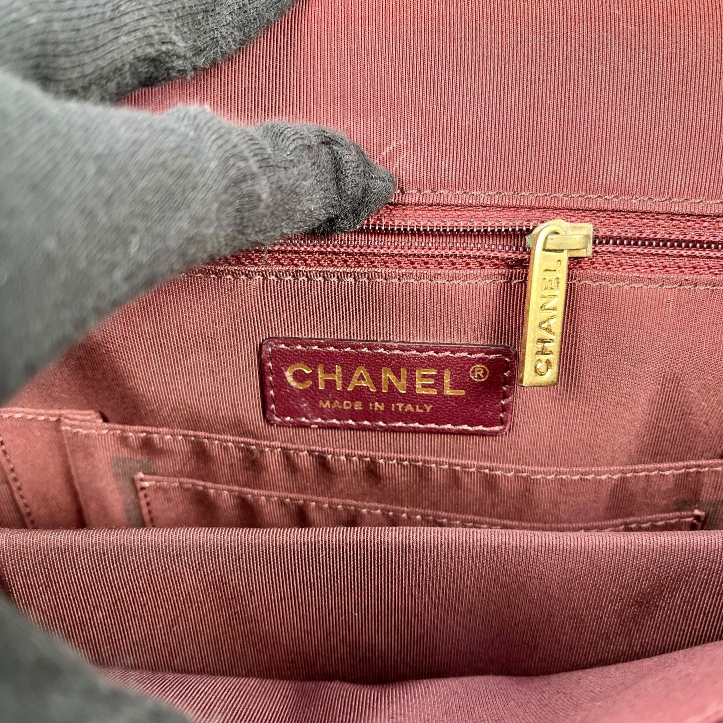 CHANEL Chevron V-Stitch Coco Mark Hand Bag