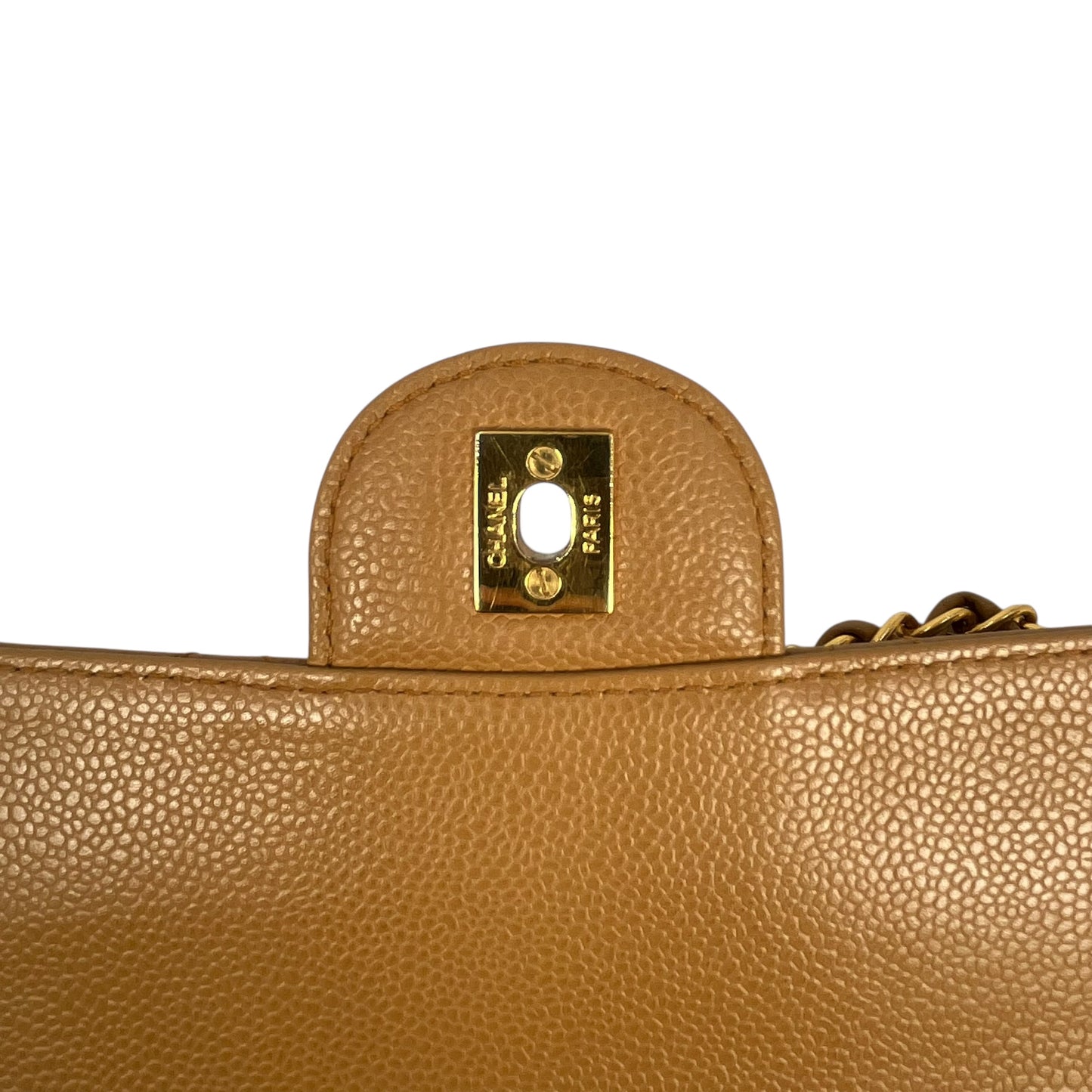 CHANEL Matelasse 30 Caviar Skin Gold Hardware Shoulder Bag - Beige Brown
