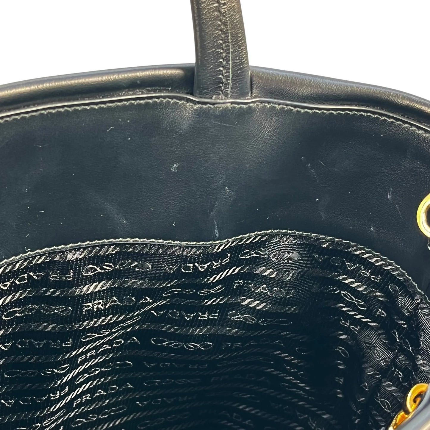 PRADA Soft Calf Leather 2way Tote Bag Shoulder Bag - Black