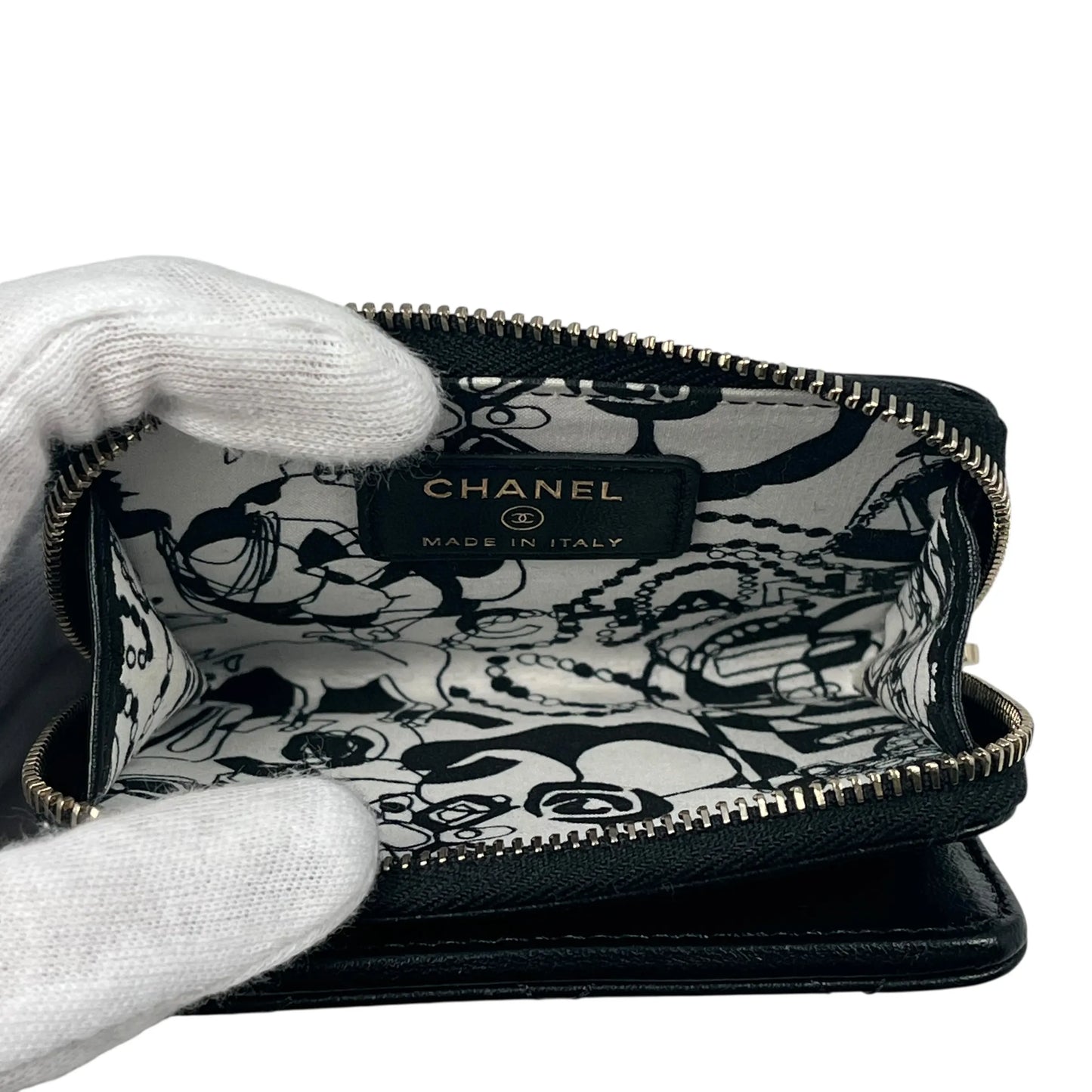 CHANEL Coco Mark Gold Hardware Compact Wallet - Black