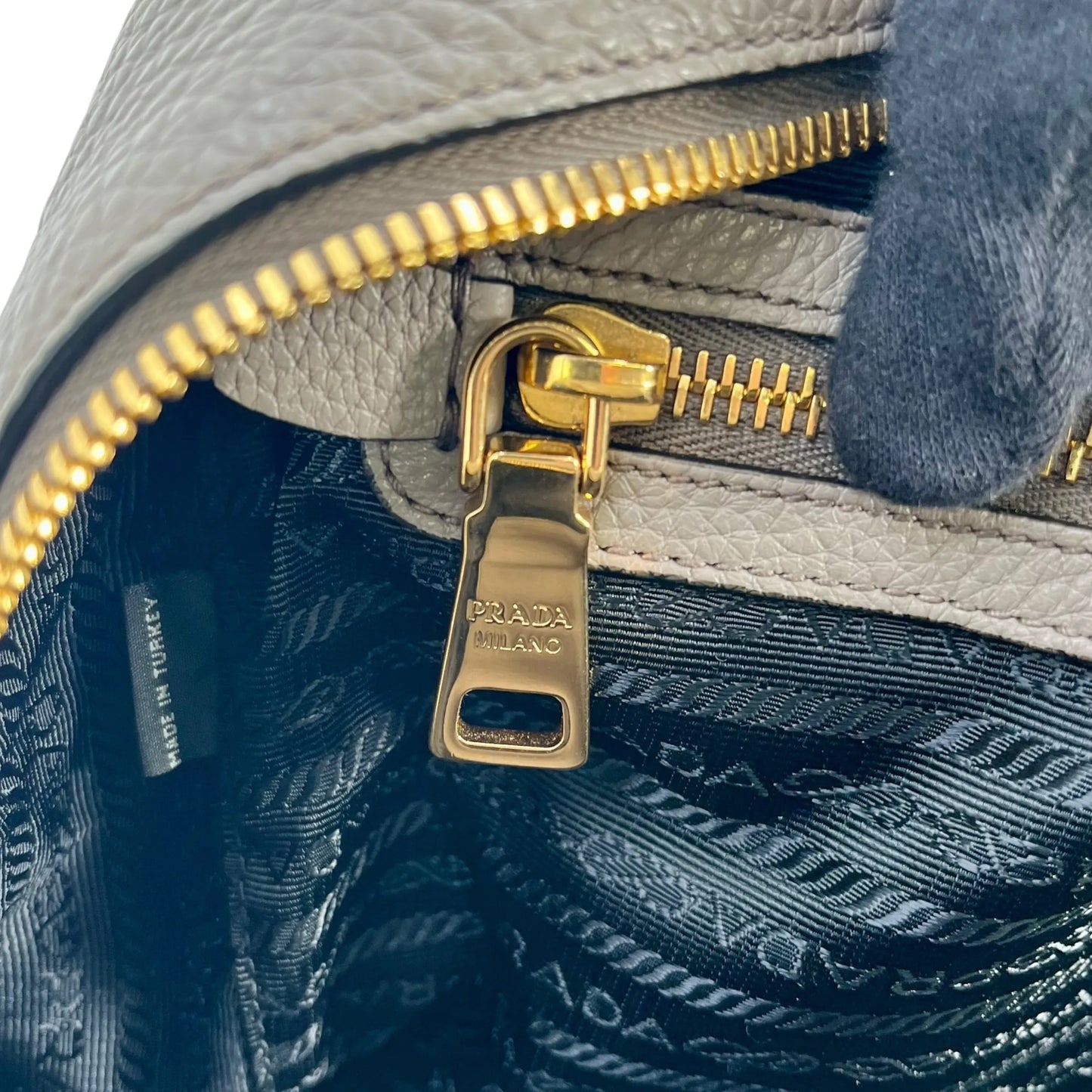 PRADA Vitello Leather Hand Bag - Gray