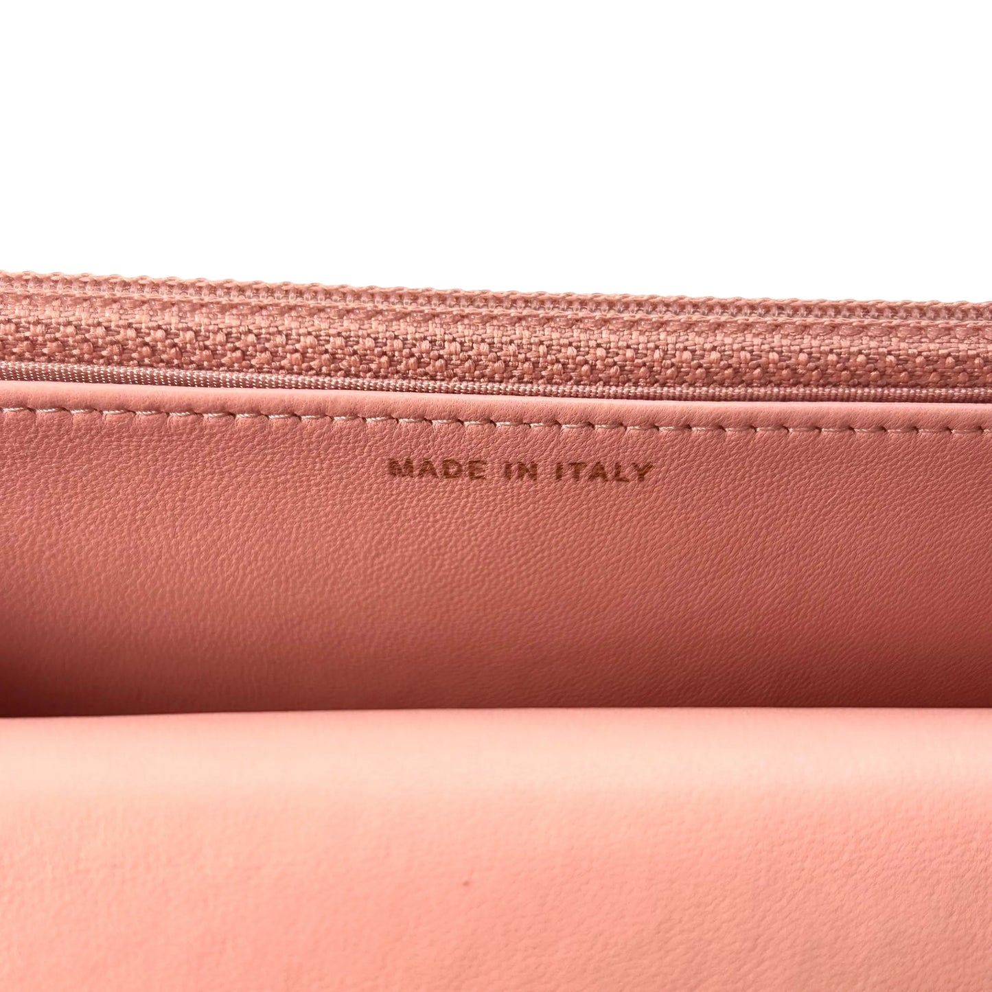 CHANEL Lambskin Chain Wallet - Baby Pink
