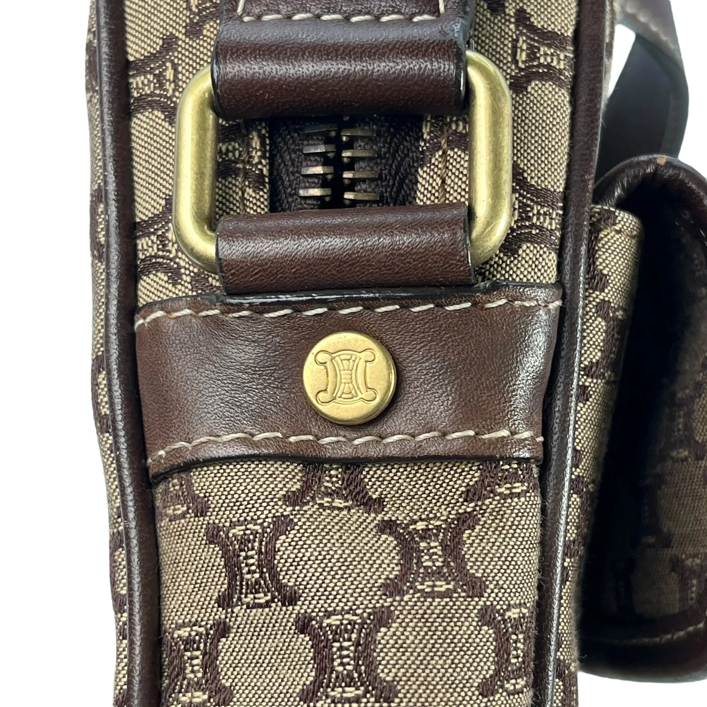 Celine Canvas Macadam Shoulder Bag - Brown