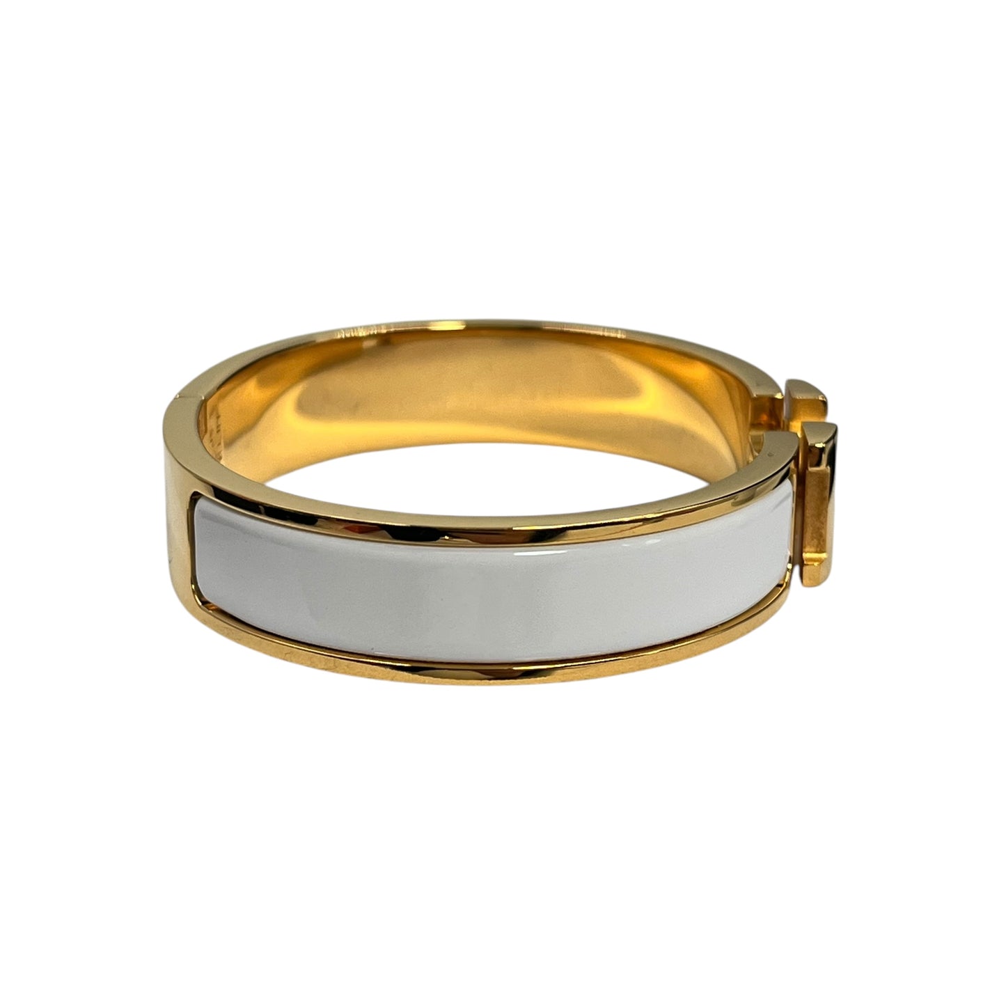 HERMES Clic H Enamel Bracelet White Gold