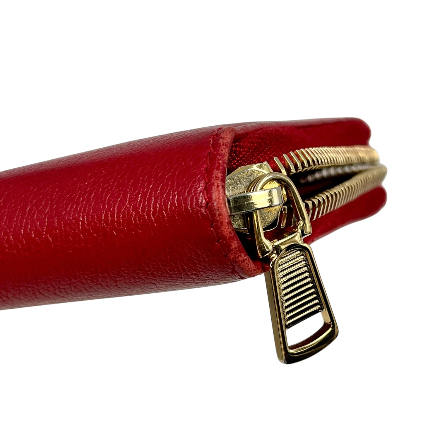 Saint Laurent YSL Logo Leather Round Zip Long Wallet - Red