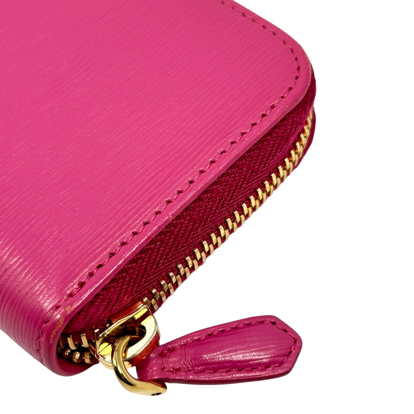 PRADA Round Zip Compact Wallet Coin Purse - Pink