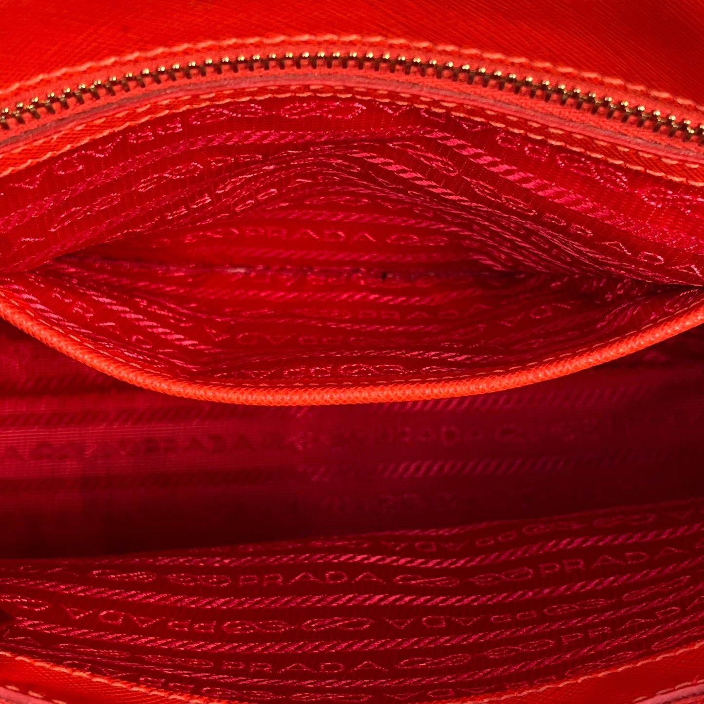 PRADA Galleria Saffiano Leather Hand Bag - Red