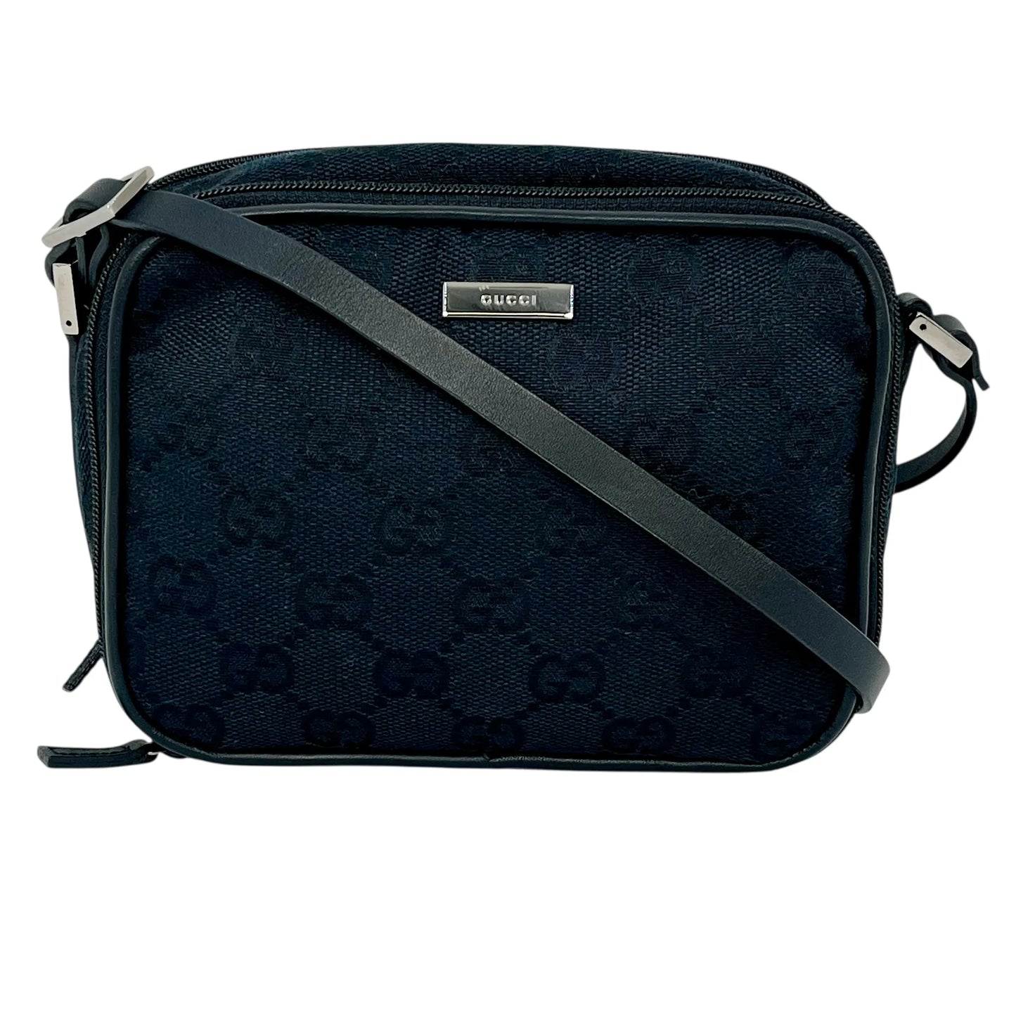 GUCCI GG Canvas Shoulder Pouch Mini Bag - Black