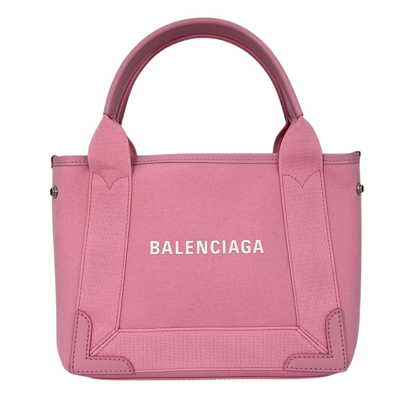 BALENCIAGA Navy Canvas XS Hand Bag - Pink