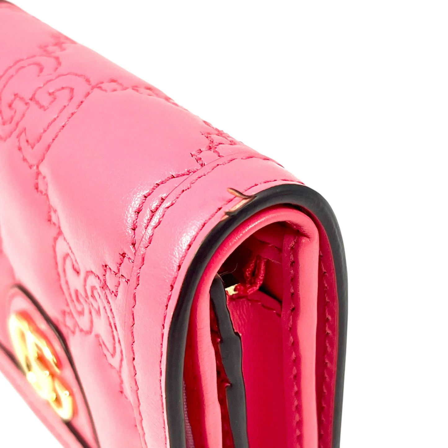 GUCCI GG Matelasse Card Case Compact Wallet - Pink
