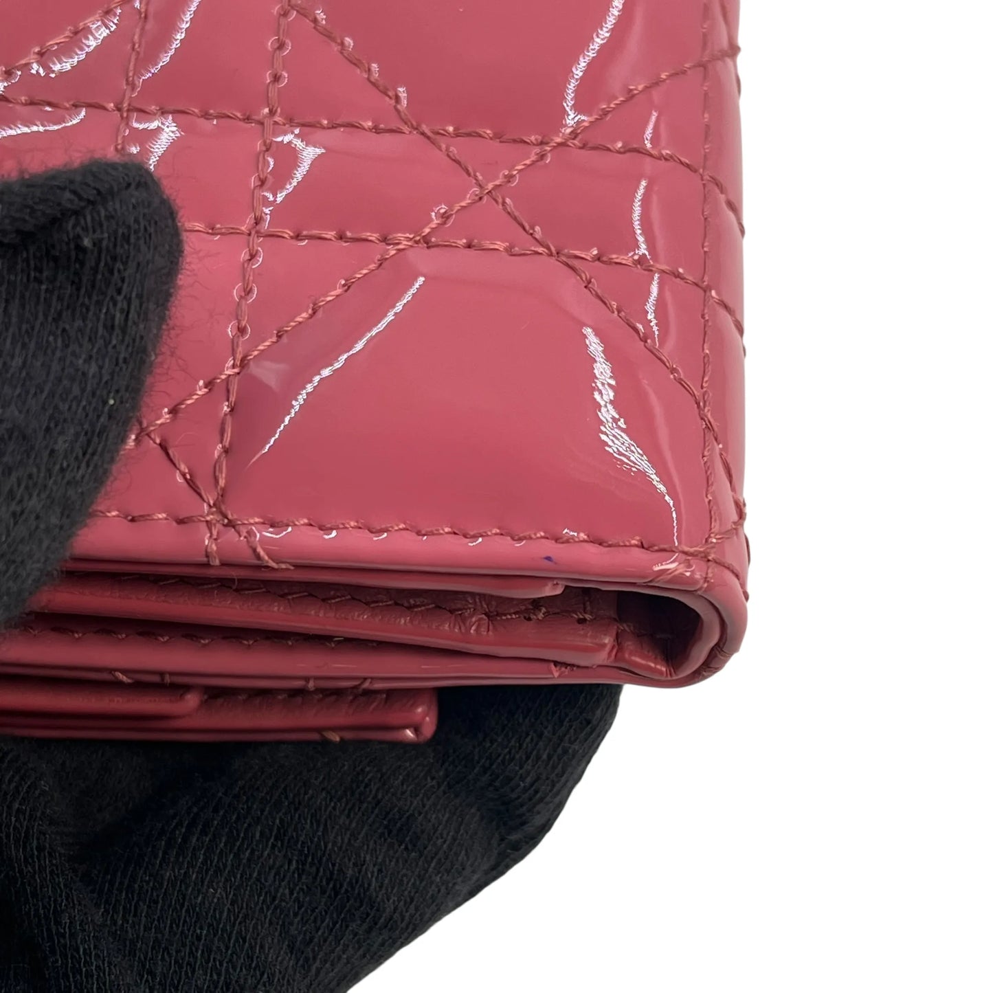 Dior Lady Dior Lotus Compact Wallet - Pink