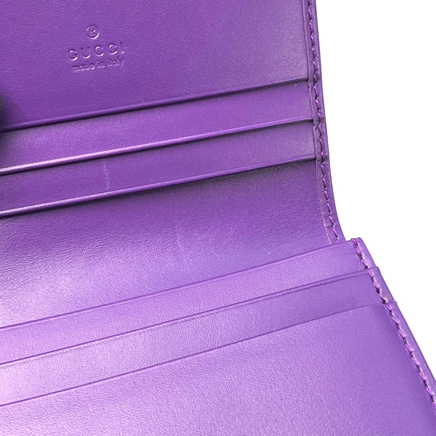GUCCI Guccissima Leather Compact Wallet - Purple