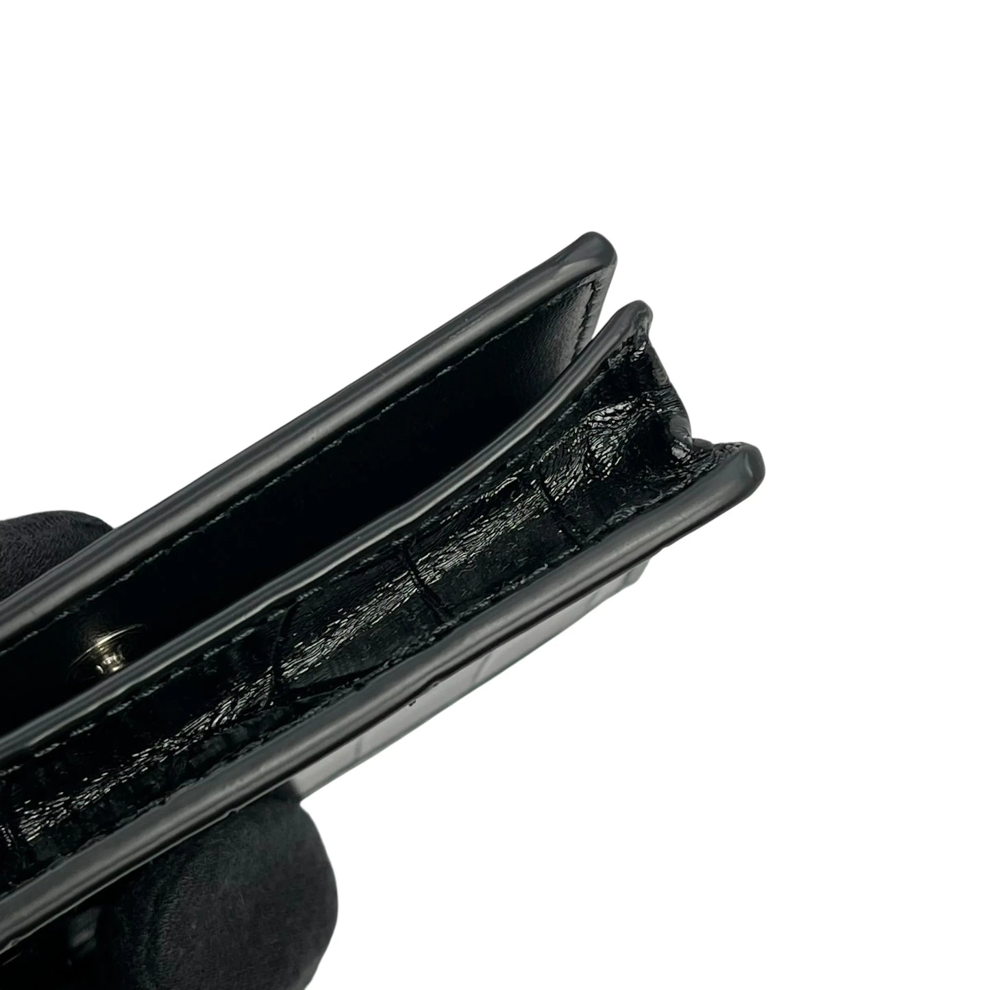 BALENCIAGA Paper Compact Wallet Crocodile - Black