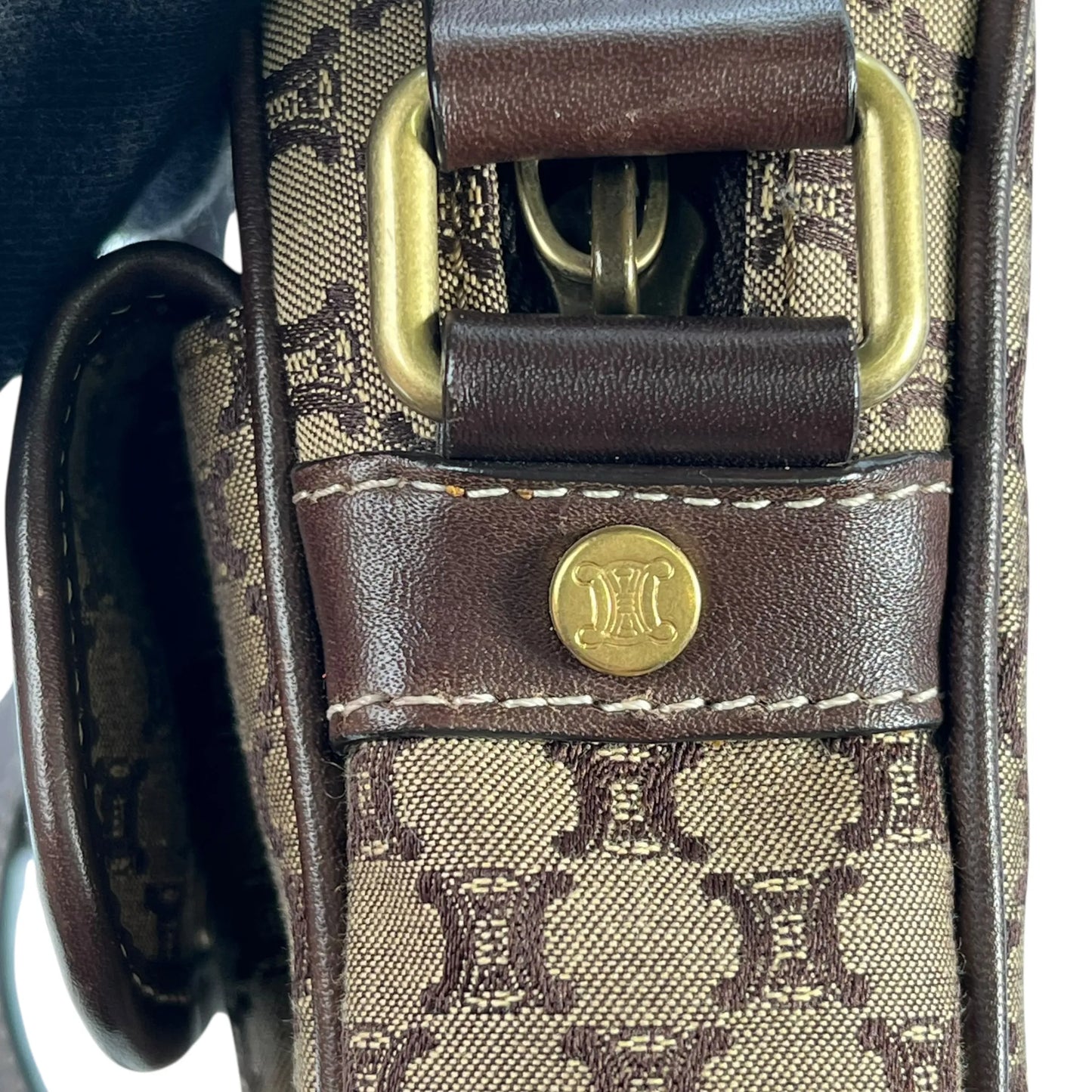 Celine Canvas Macadam Shoulder Bag - Brown