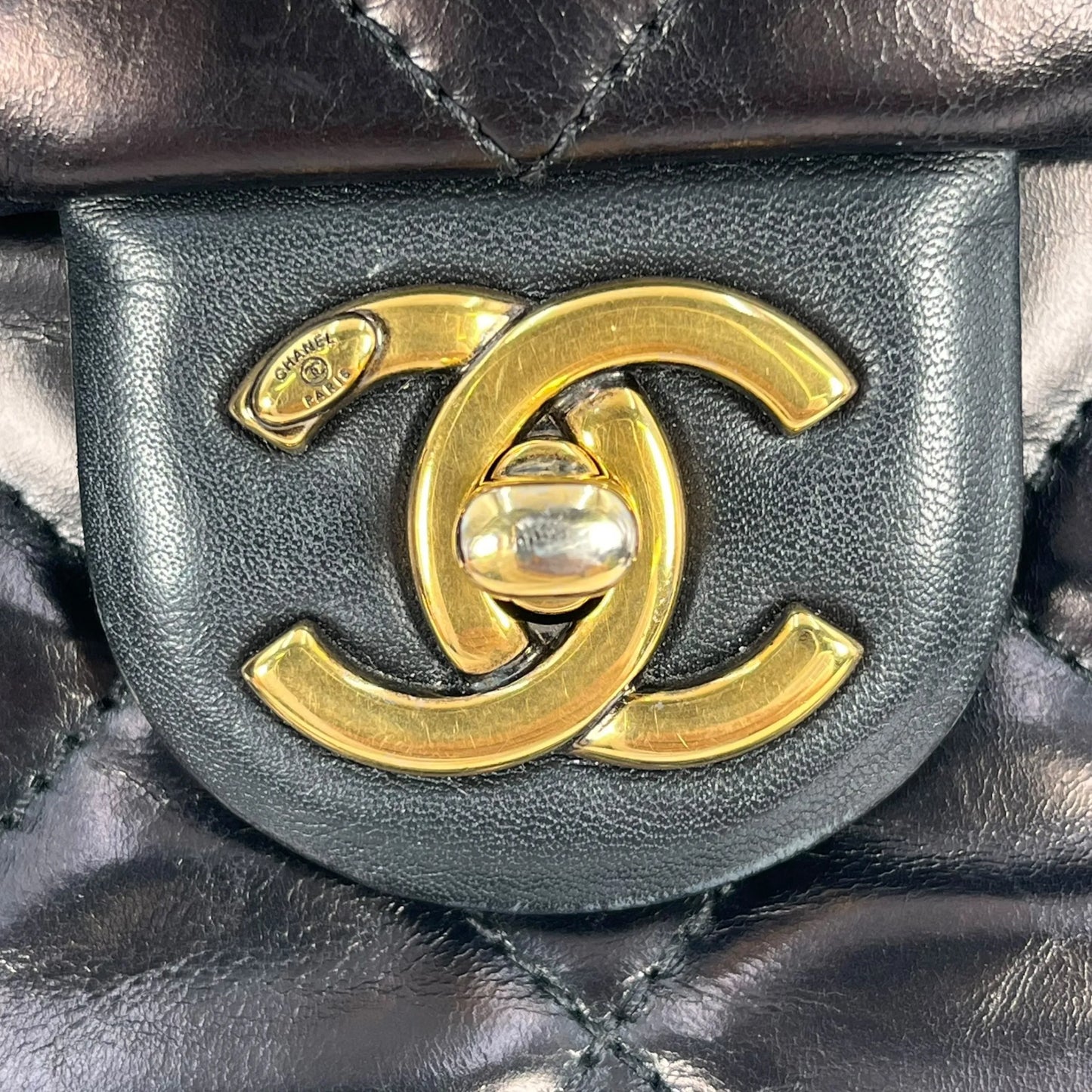 CHANEL Matelasse Top Handle Hand Bag Chain Shoulder Bag - Black