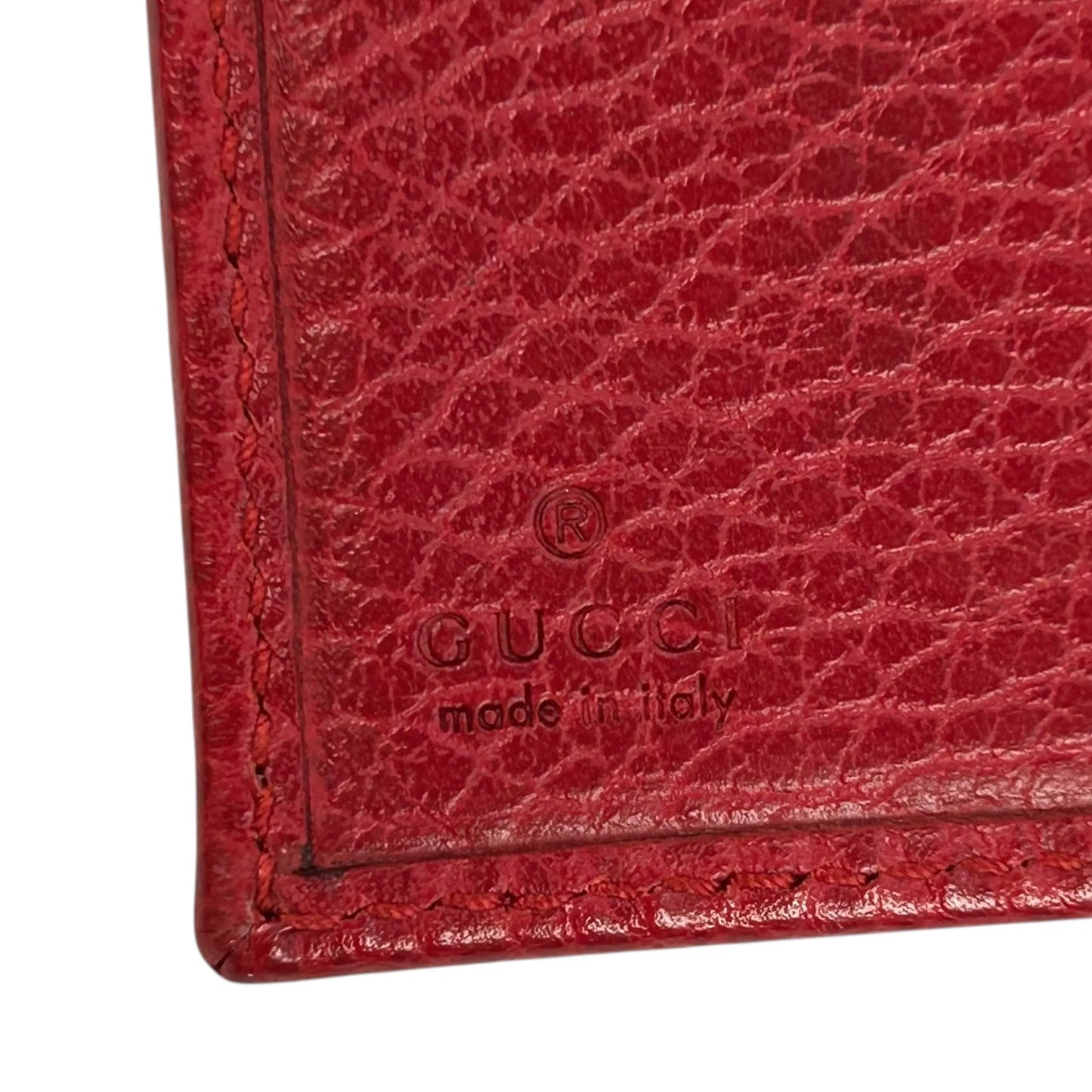 GUCCI GG Marmont Leather Trifold Compact Wallet - Red