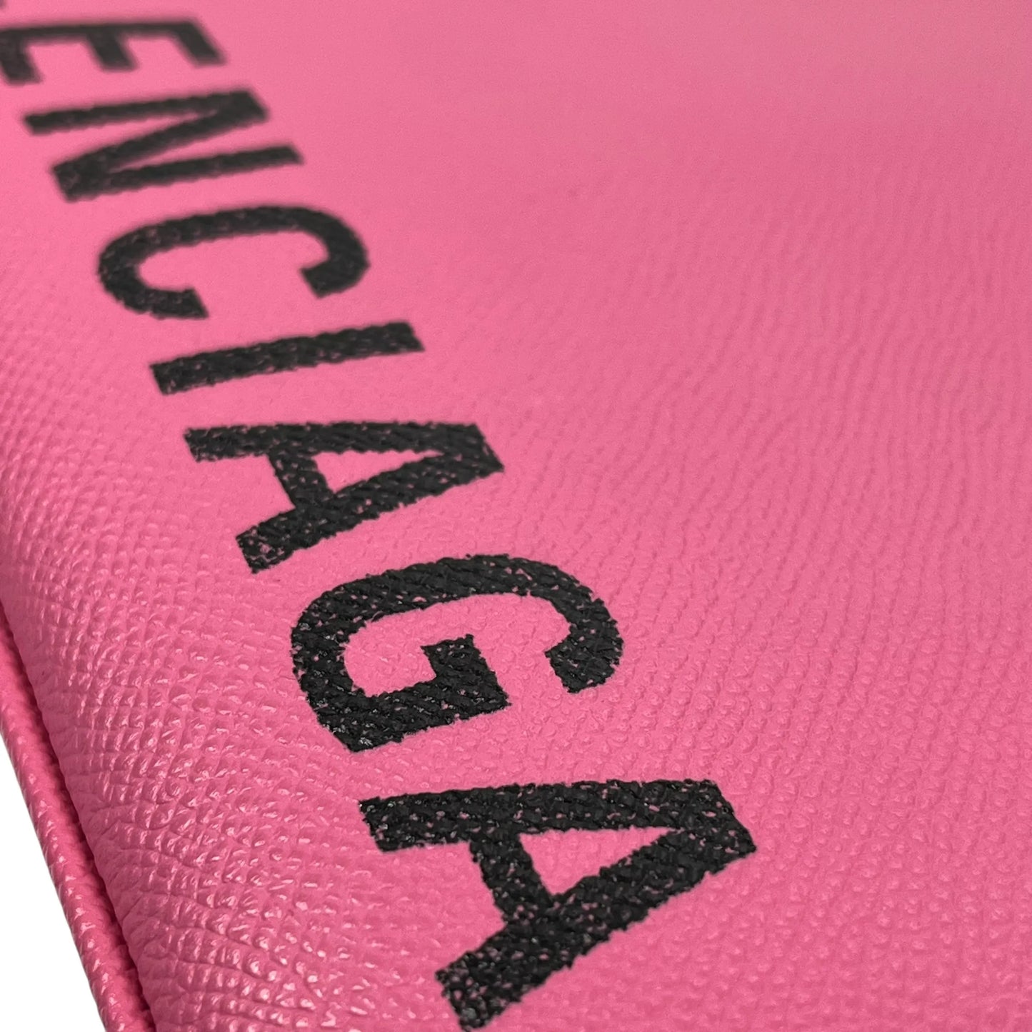 BALENCIAGA Ville Logo Leather Pouch Clutch Bag - Pink