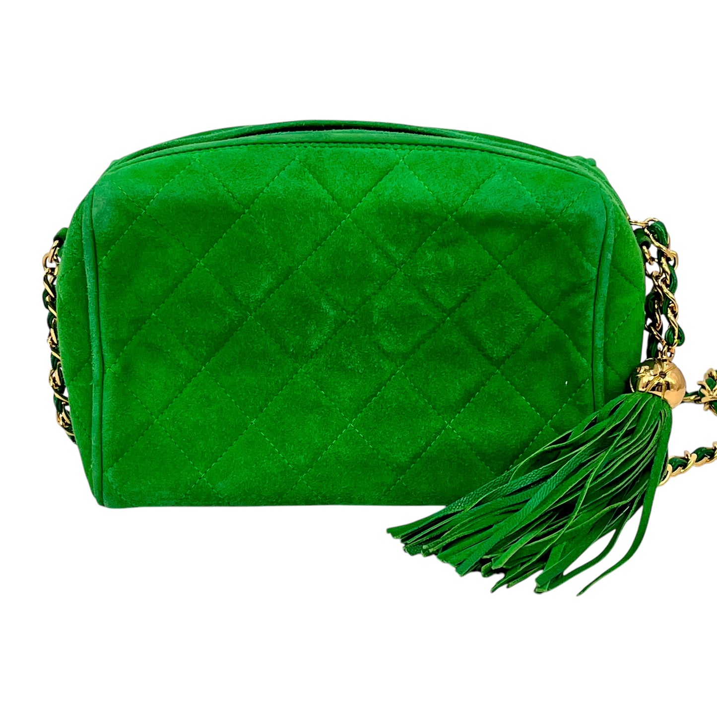 CHANEL Fringed Charm Chain Shoulder Green
