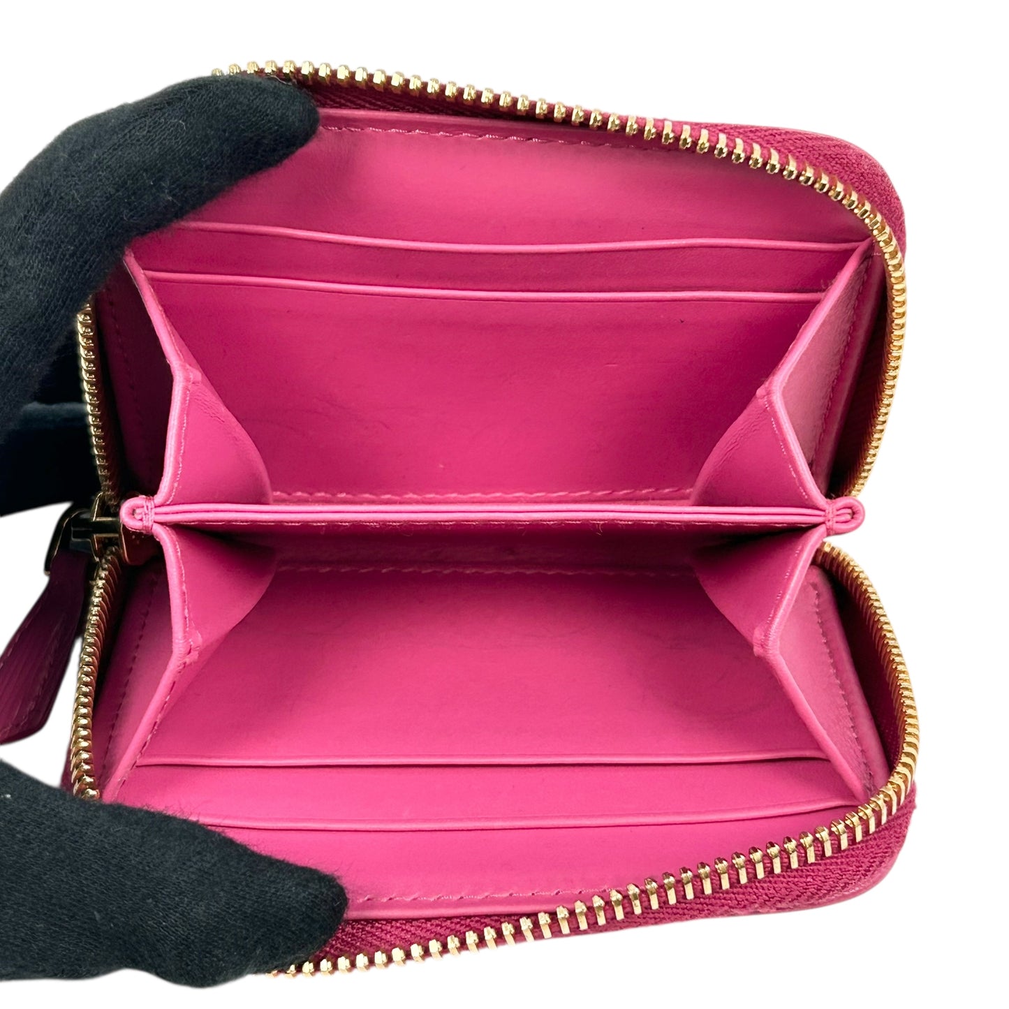 PRADA Round Zip Compact Wallet Coin Purse - Pink