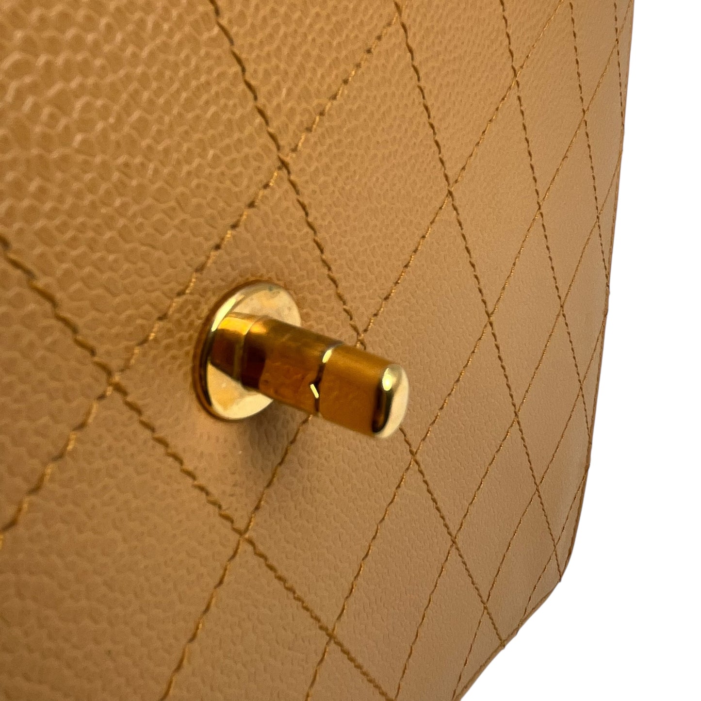 CHANEL Matelasse 30 Caviar Skin Gold Hardware Shoulder Bag - Beige Brown