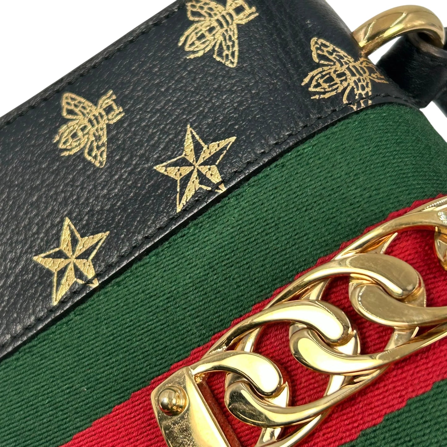 GUCCI Sylvie Web Line Hand Bag - Black