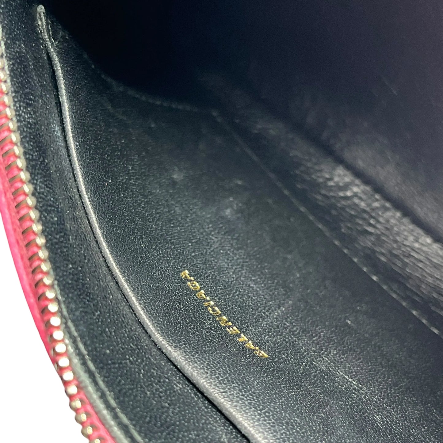 BALENCIAGA Ville Logo Leather Pouch Clutch Bag - Pink