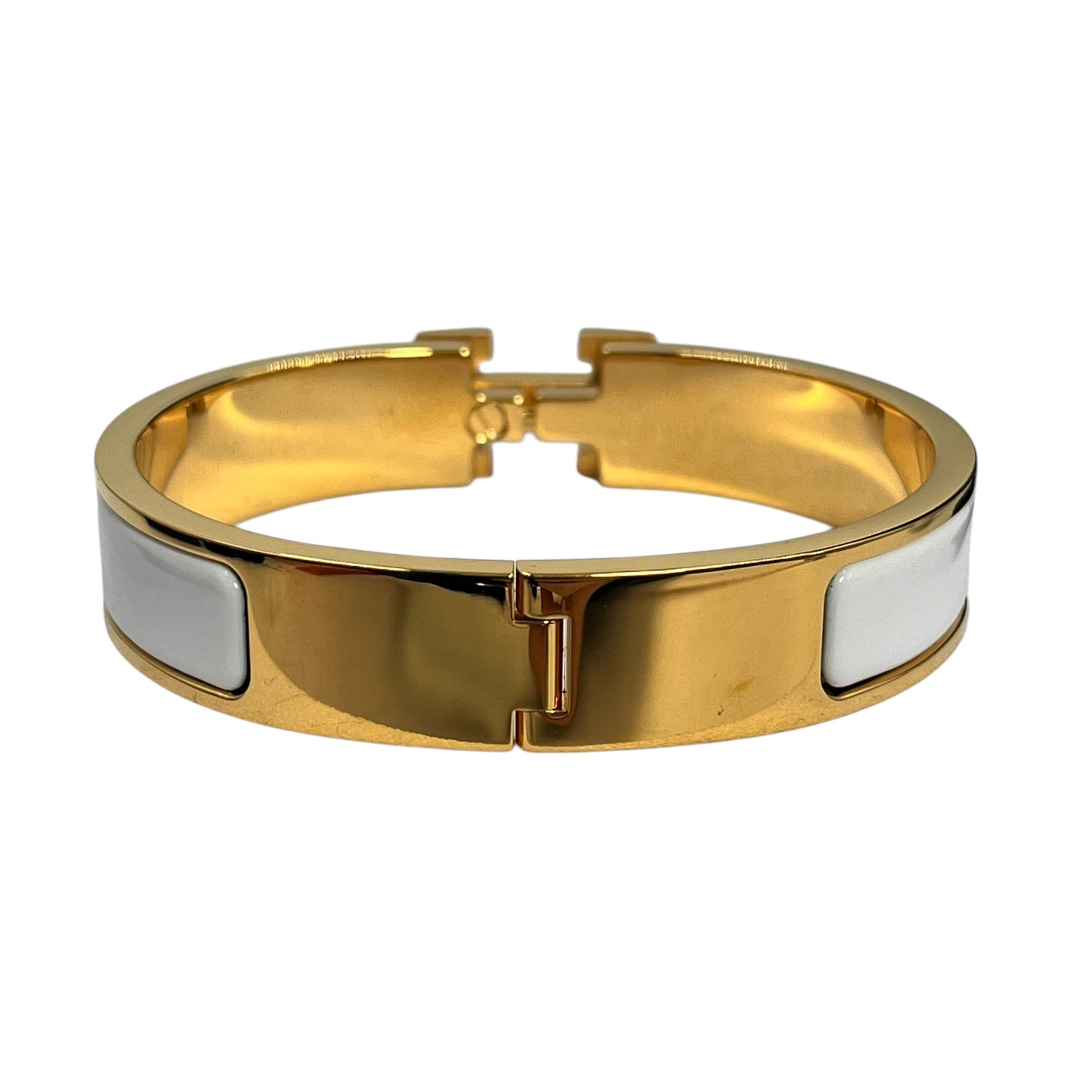 HERMES Clic H Enamel Bracelet White Gold