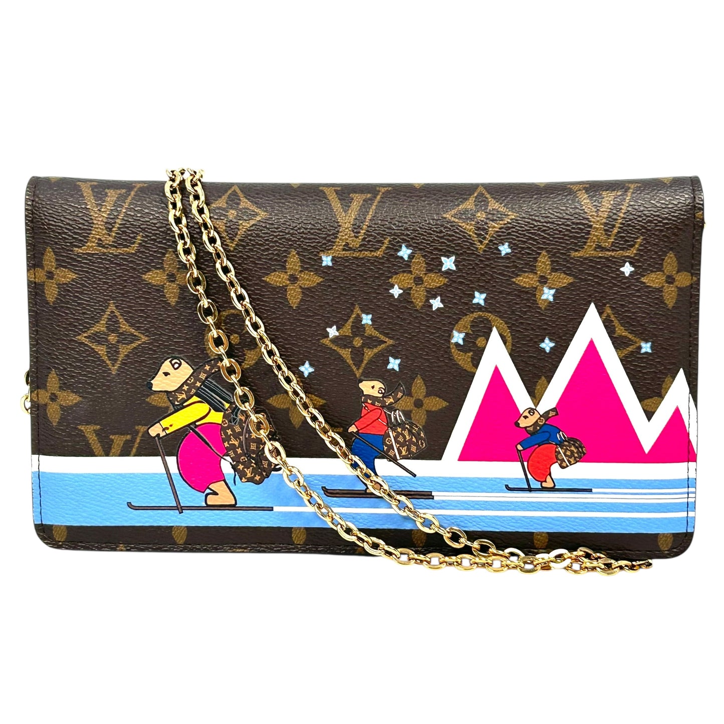 Louis Vuitton Monogram Pochette Week End Chain Wallet - Brown