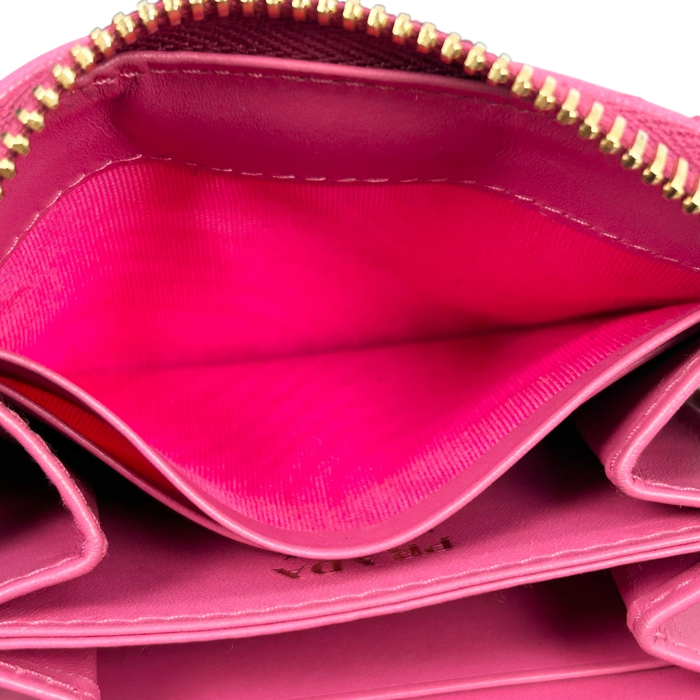 PRADA Round Zip Compact Wallet Coin Purse - Pink