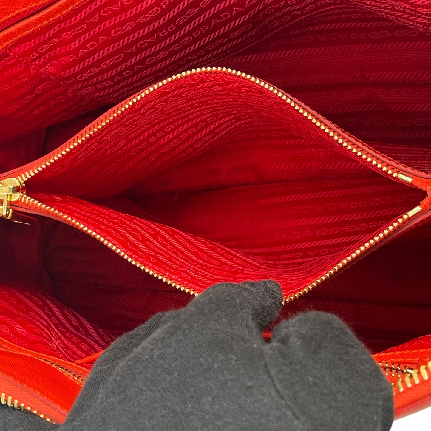 PRADA Galleria Saffiano Leather Hand Bag - Red