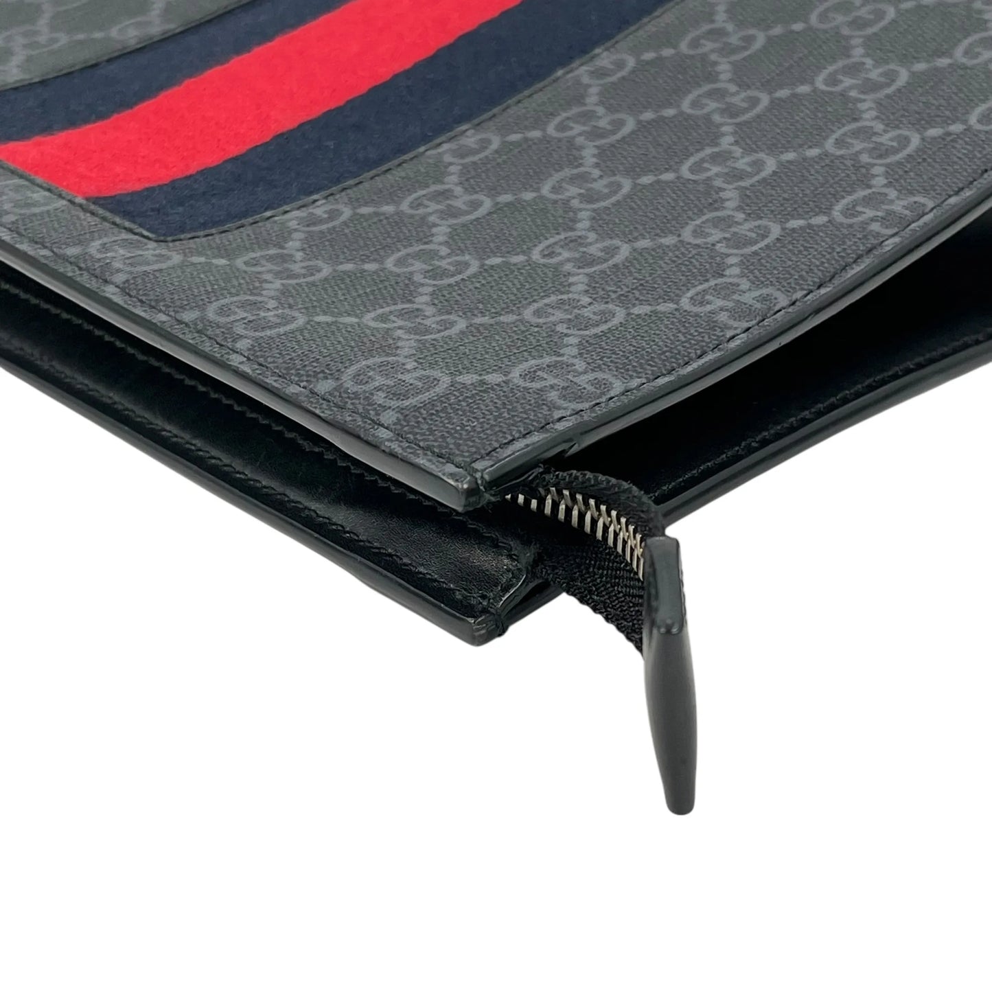 GUCCI GG Supreme Web Clutch Bag - Black