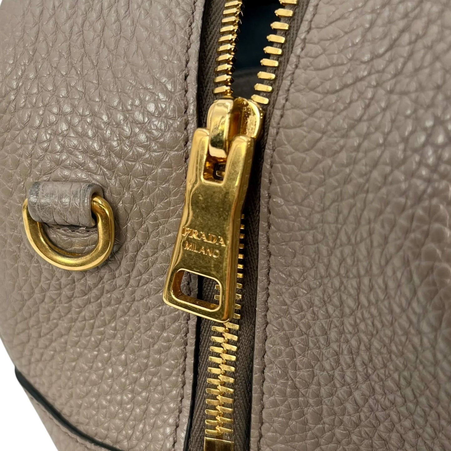 PRADA Vitello Leather Hand Bag - Gray