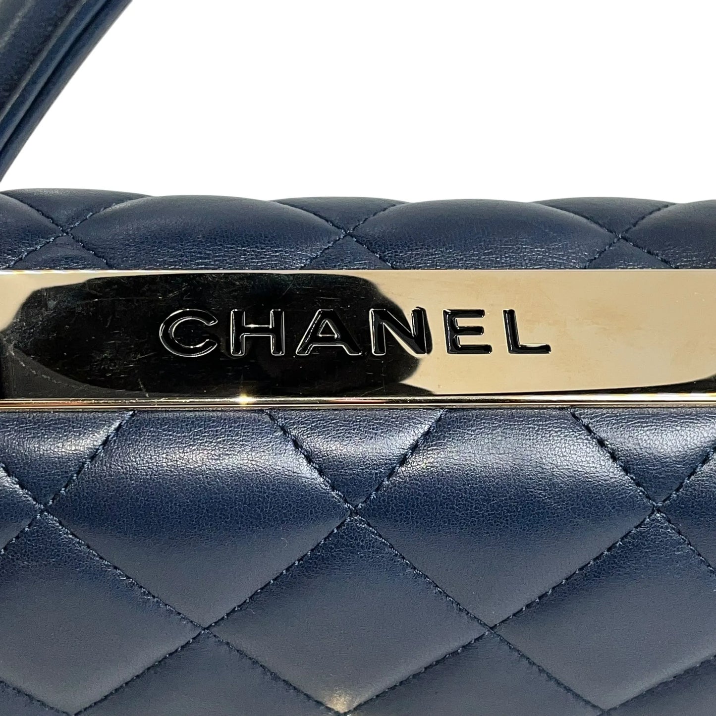 CHANEL Materasse Top Handle Trendy CC Chain Shoulder Bag - Navy