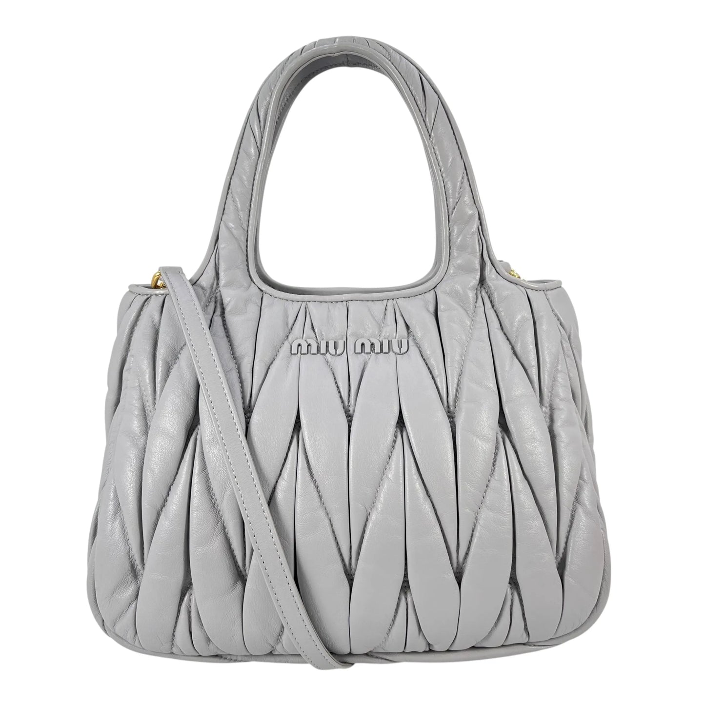 Miu Miu Materasse Nappa Leather Hand Bag - Gray