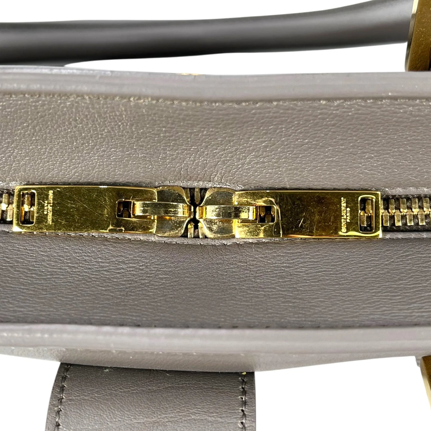 Saint Laurent Cabas Leather Hand Bag - Gray