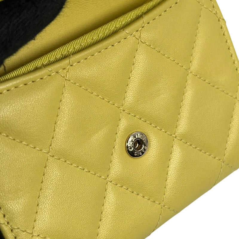 CHANEL Matelasse Classic Flap Lambskin Coin Case - Yellow