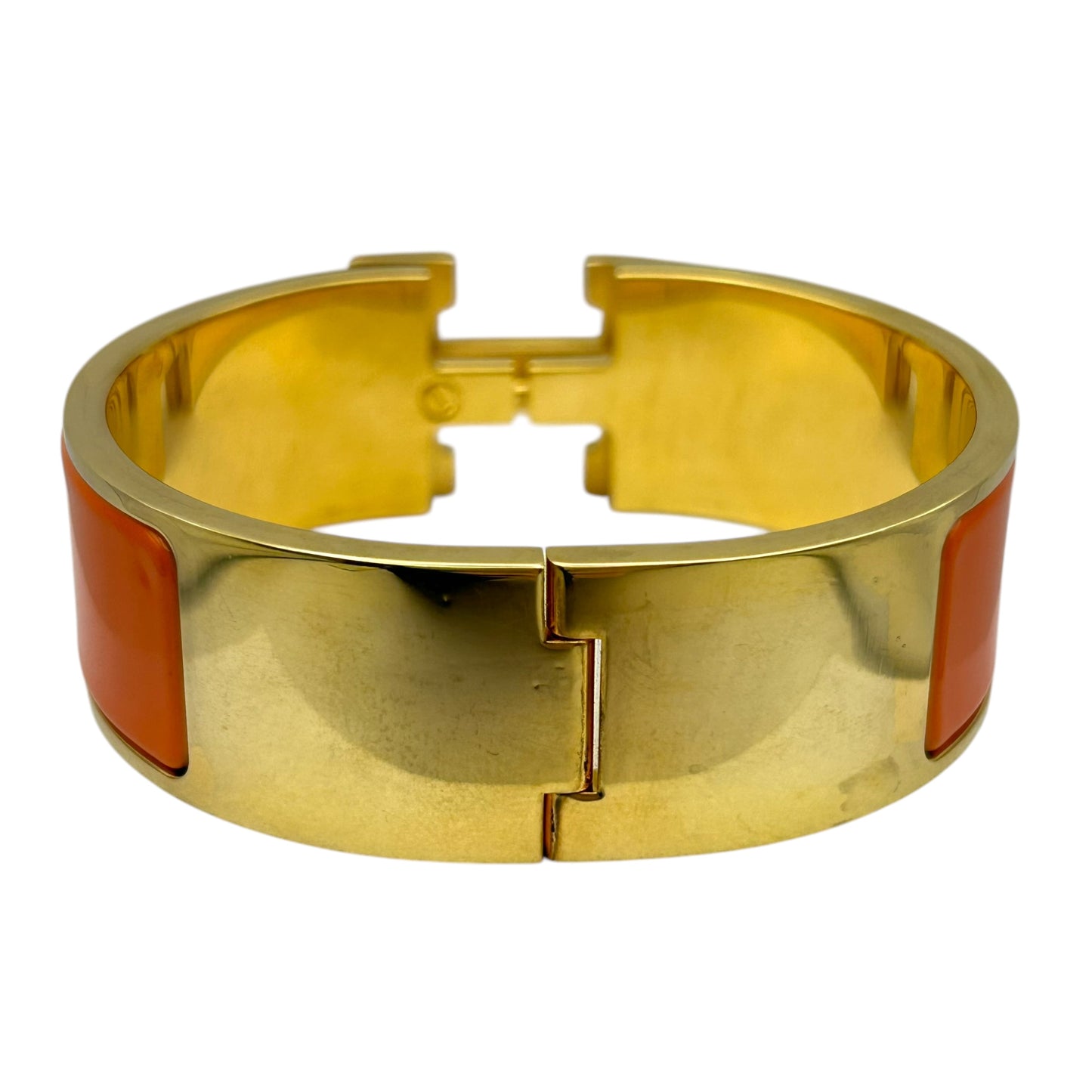 HERMES Clic Clac H Enamel Bracelet GM Orange