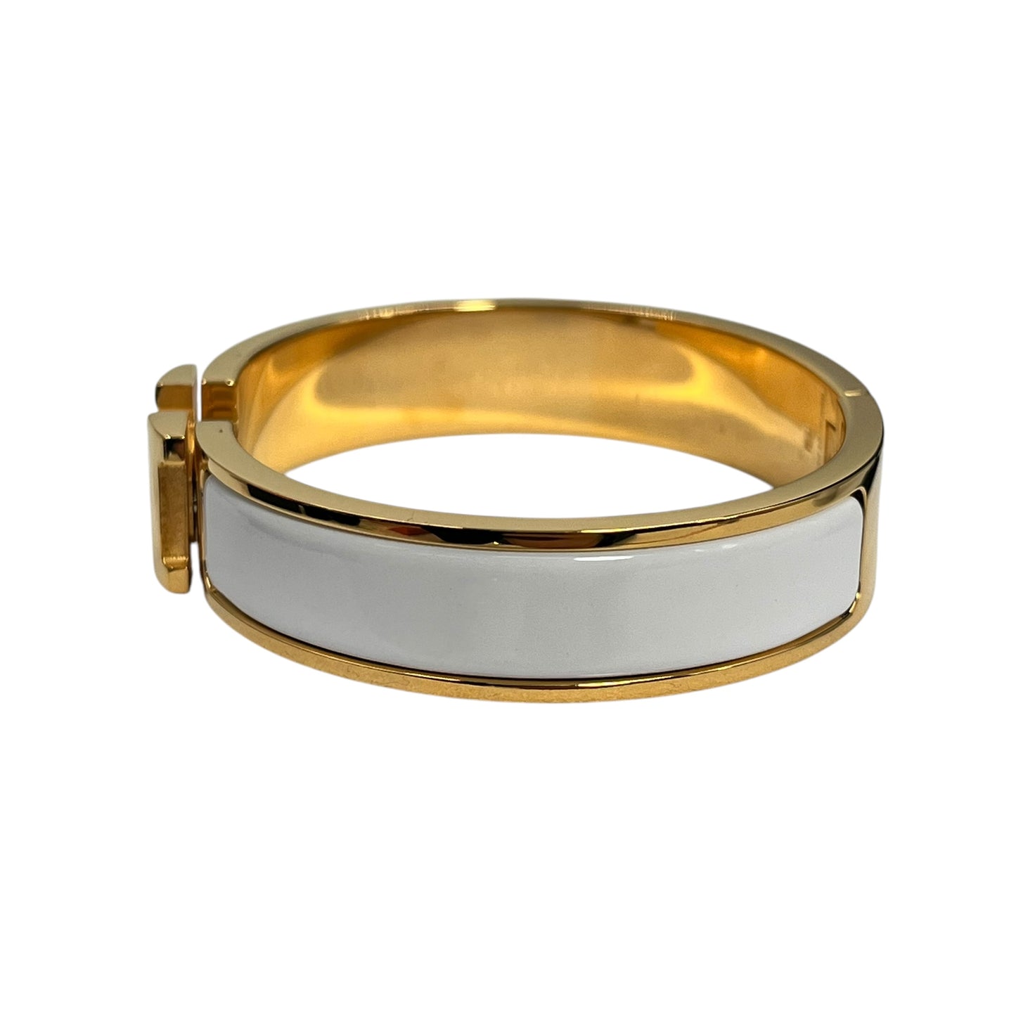 HERMES Clic H Enamel Bracelet White Gold