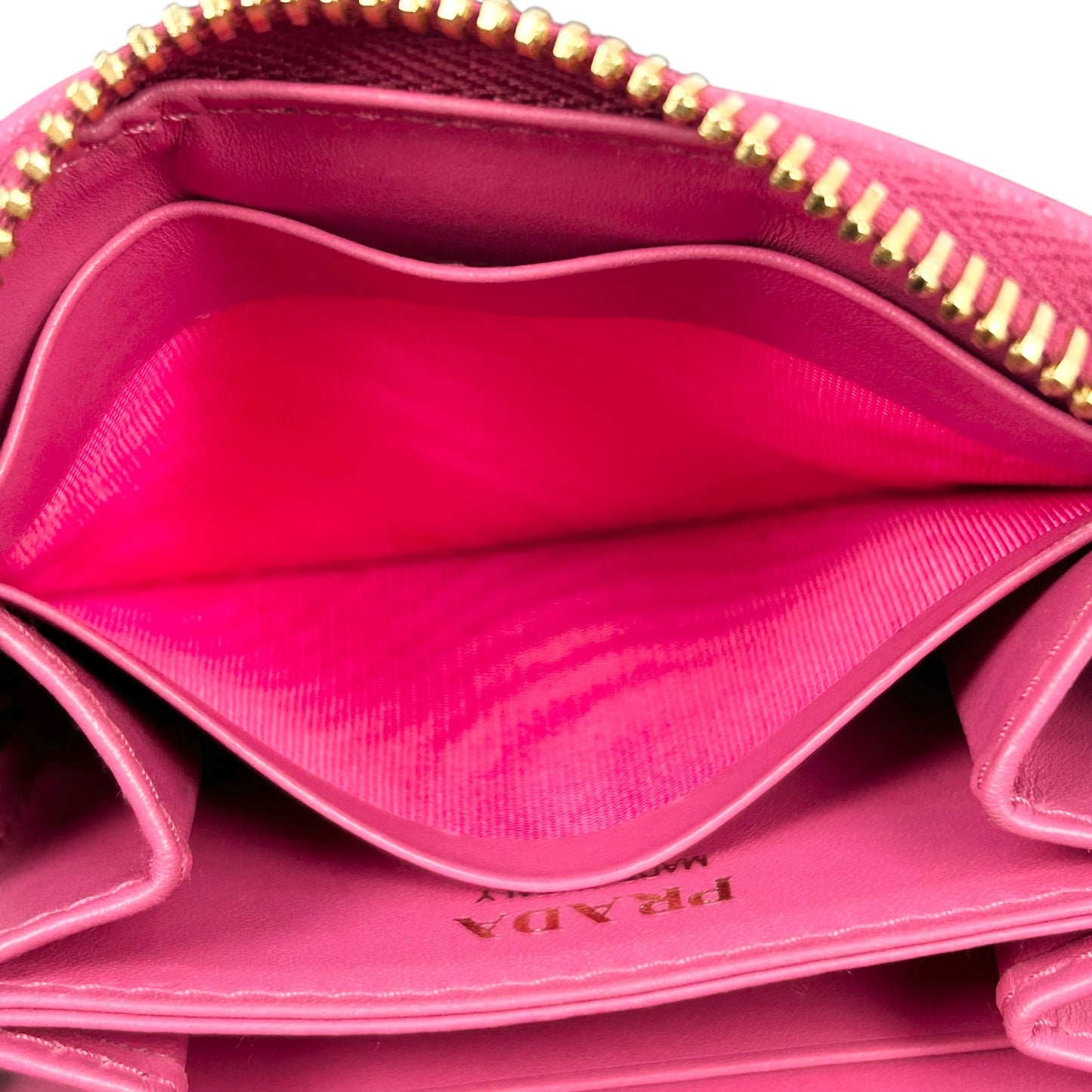 PRADA Round Zip Compact Wallet Coin Purse - Pink