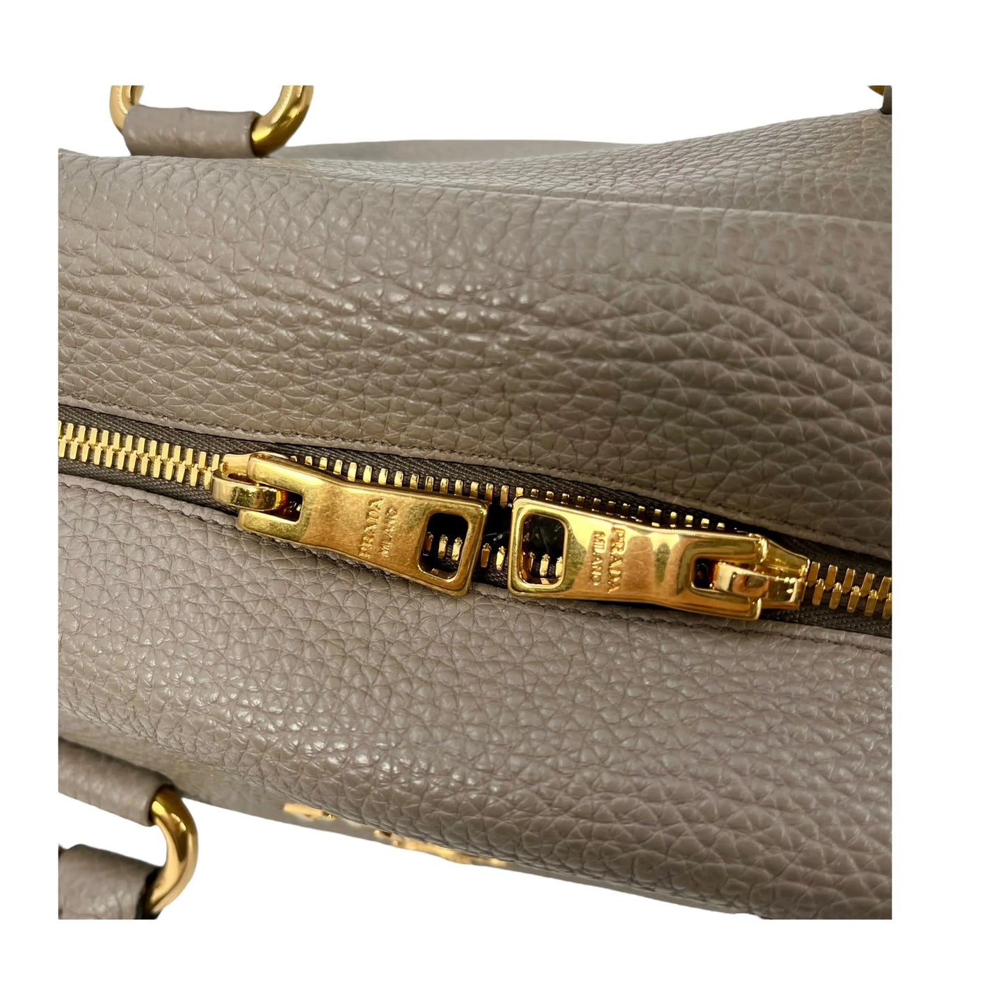 PRADA Vitello Leather Hand Bag - Gray