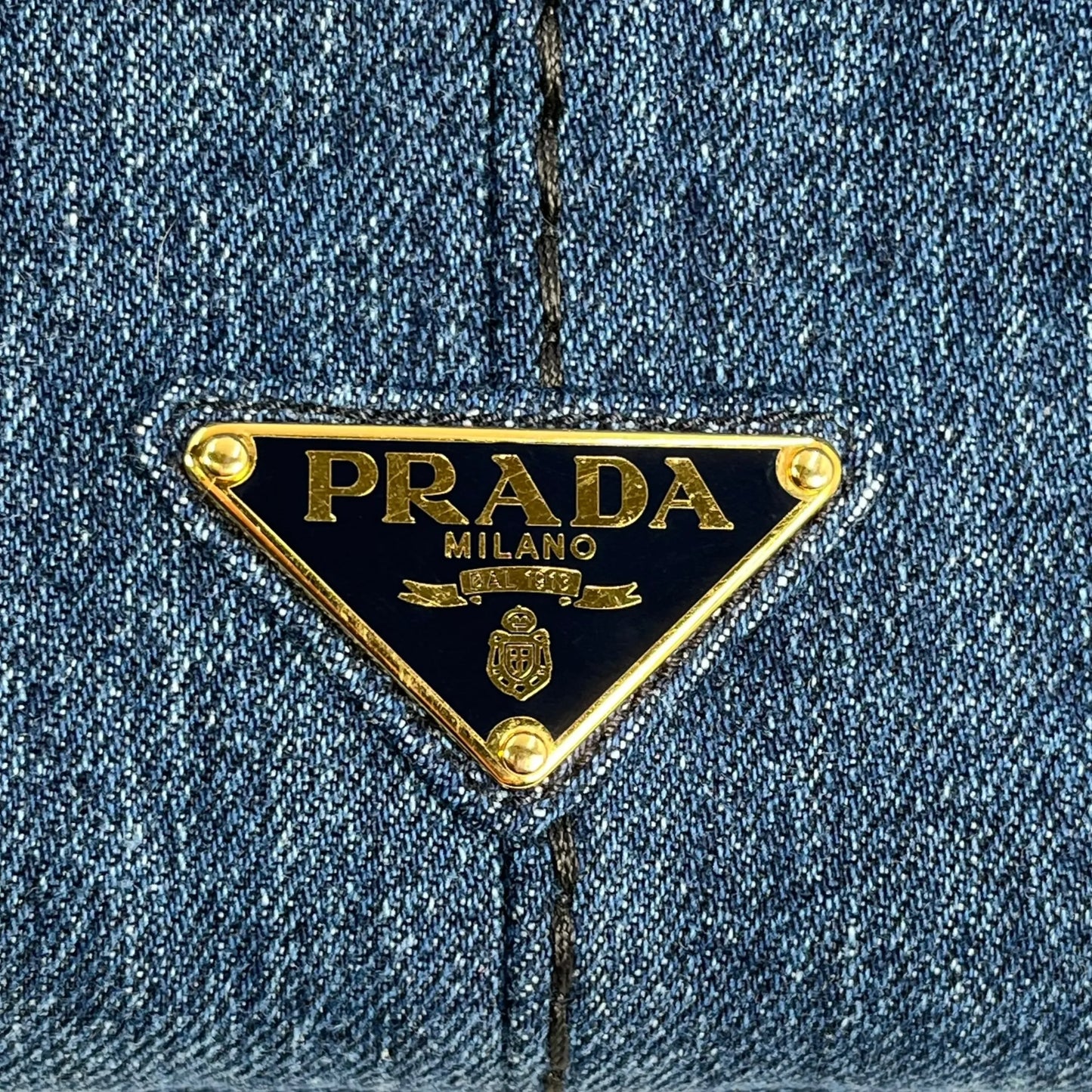 PRADA Canapa Denim Tote Bag Hand Bag - Blue