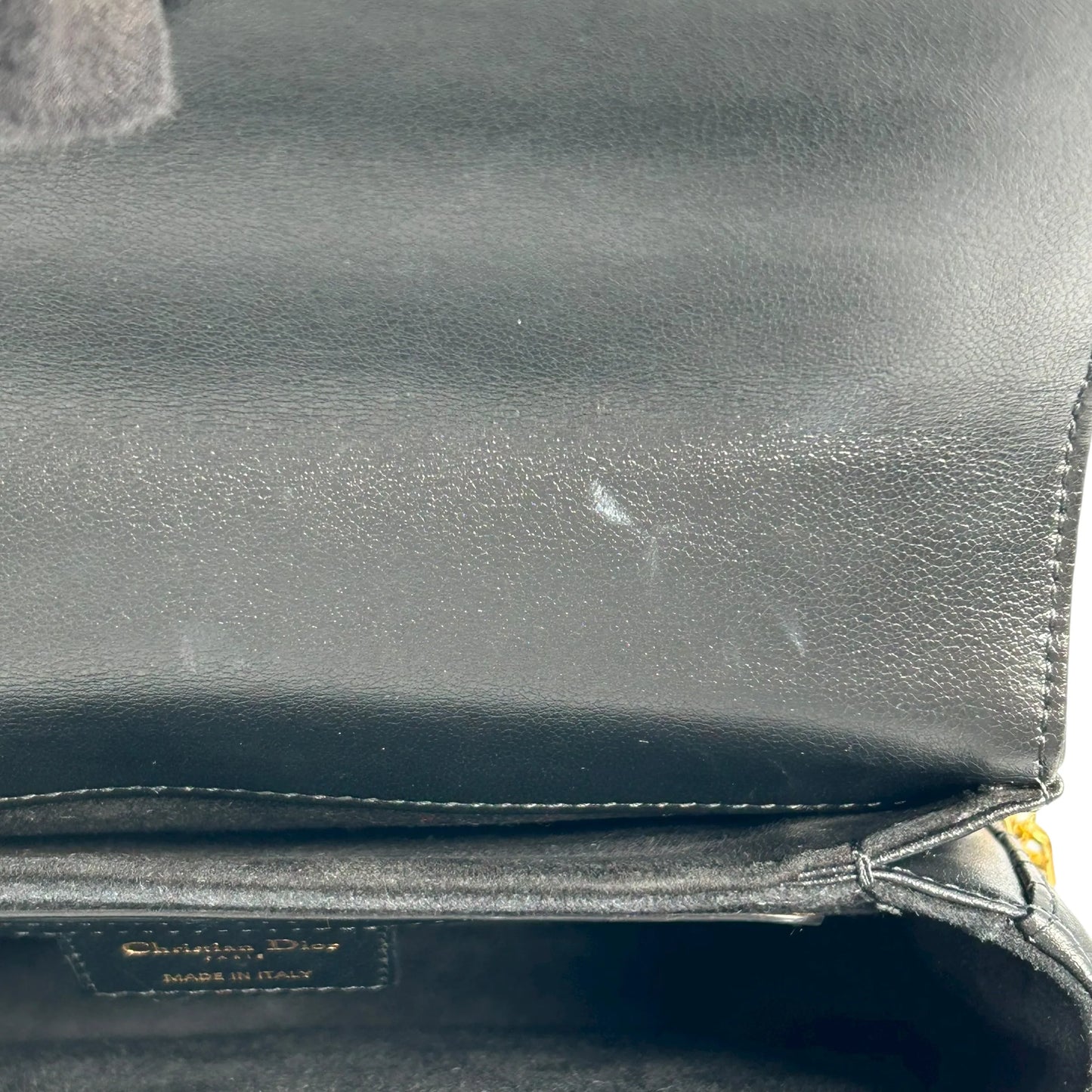 Christian Dior Jolie Top Handle Bag Calfskin Hand Bag Shoulder Bag - Black