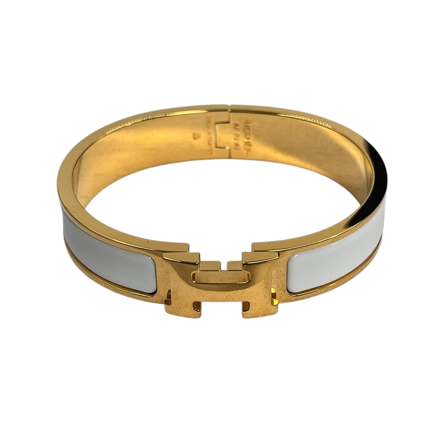 HERMES Clic H Enamel Bracelet White Gold