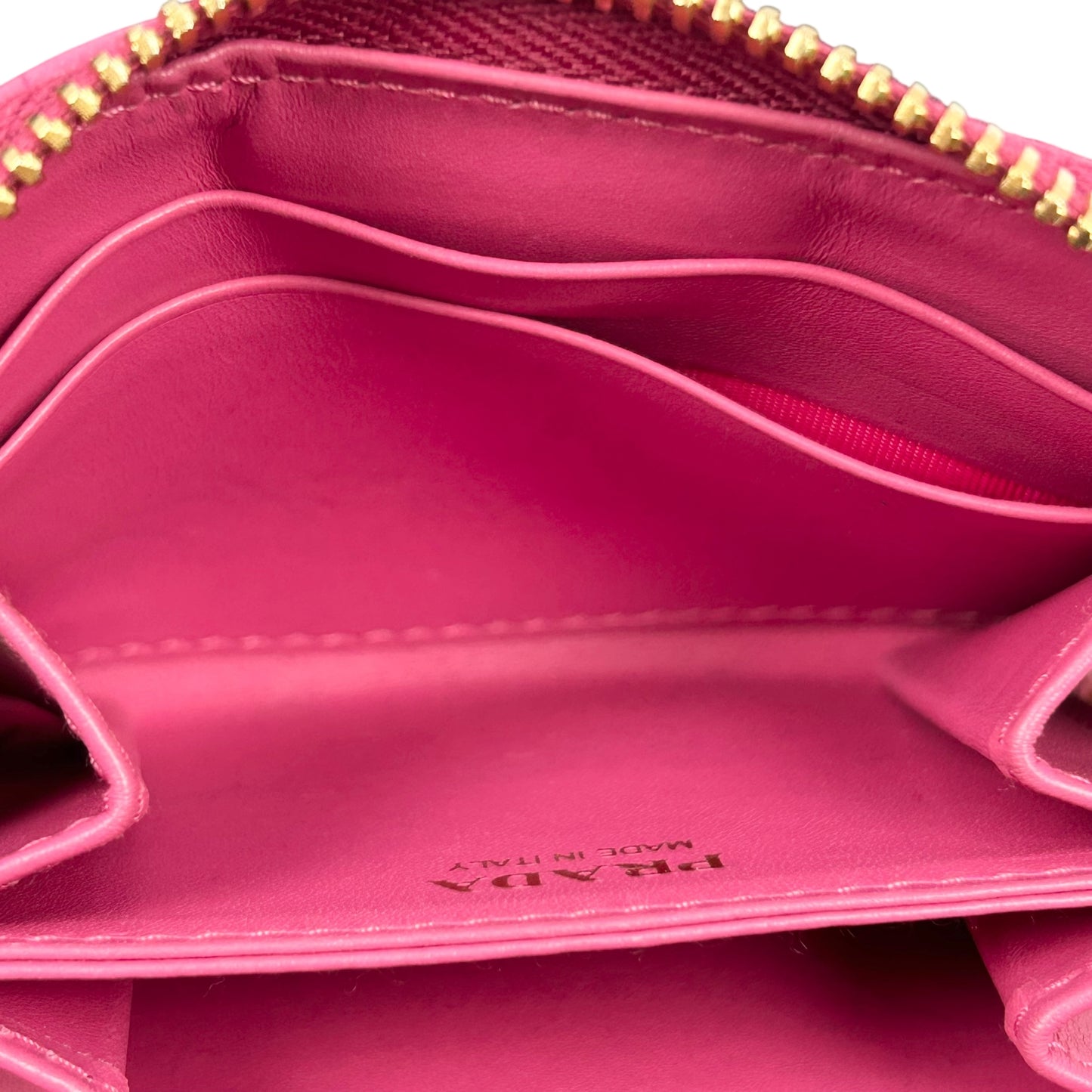 PRADA Round Zip Compact Wallet Coin Purse - Pink