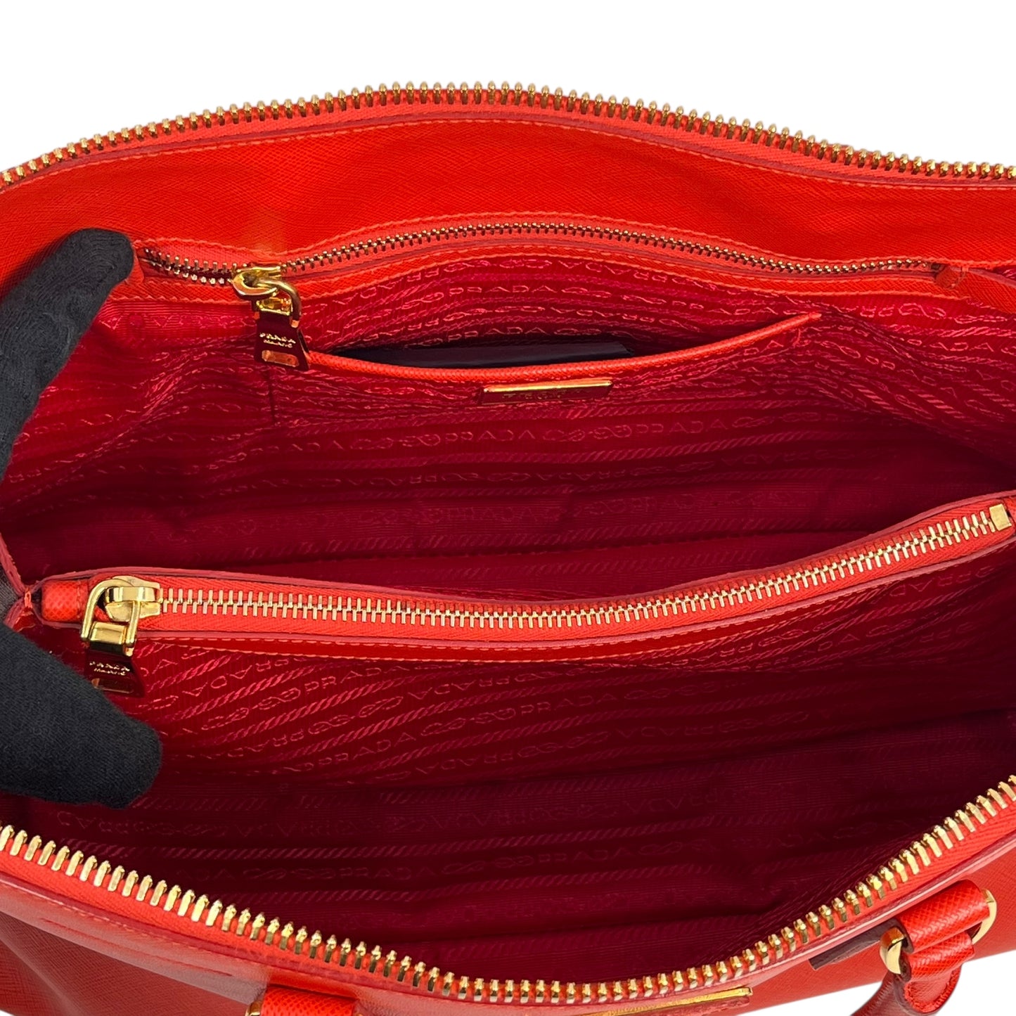 PRADA Galleria Saffiano Leather Hand Bag - Red