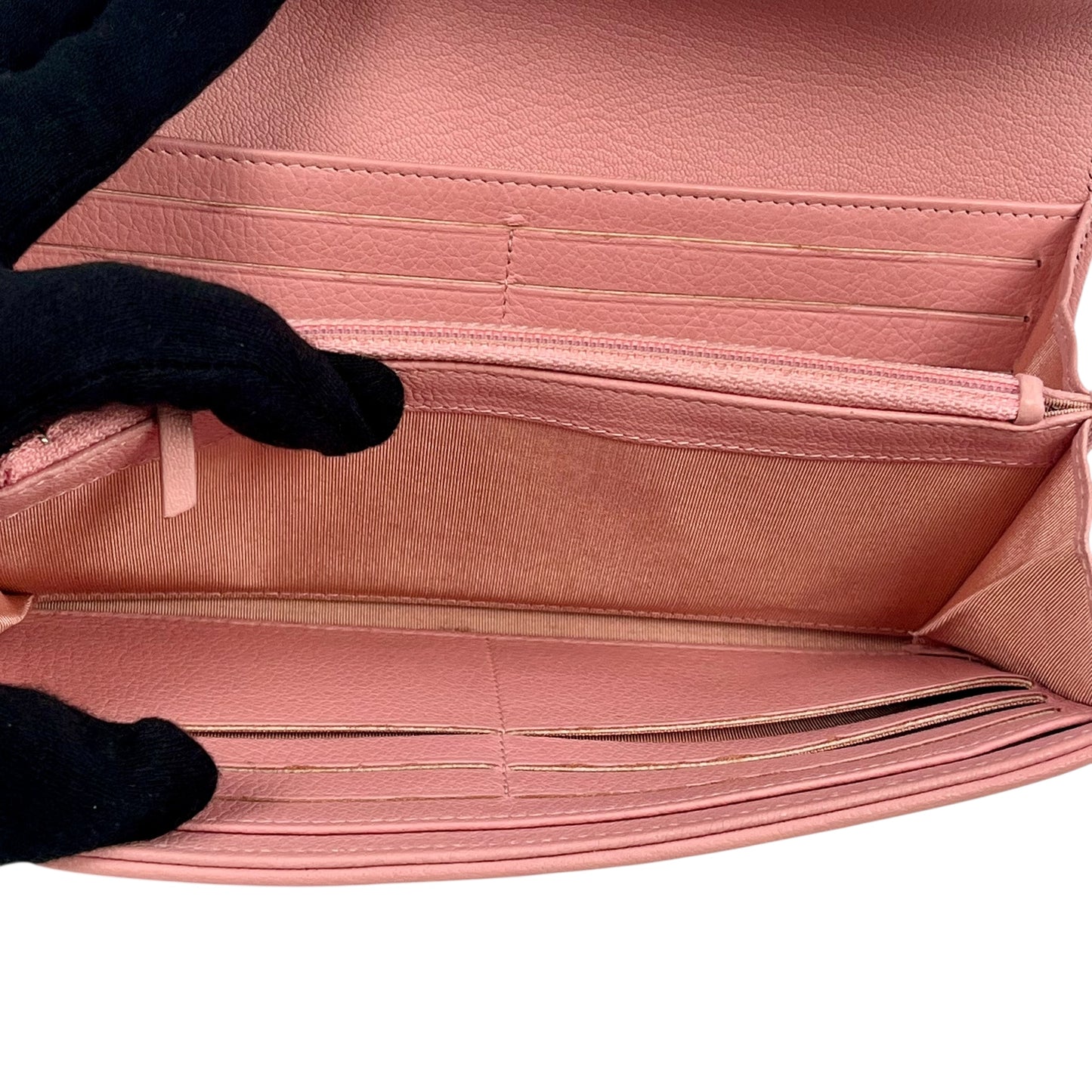 CHANEL Caviar Skin Bi-Fold Long Wallet - Pink